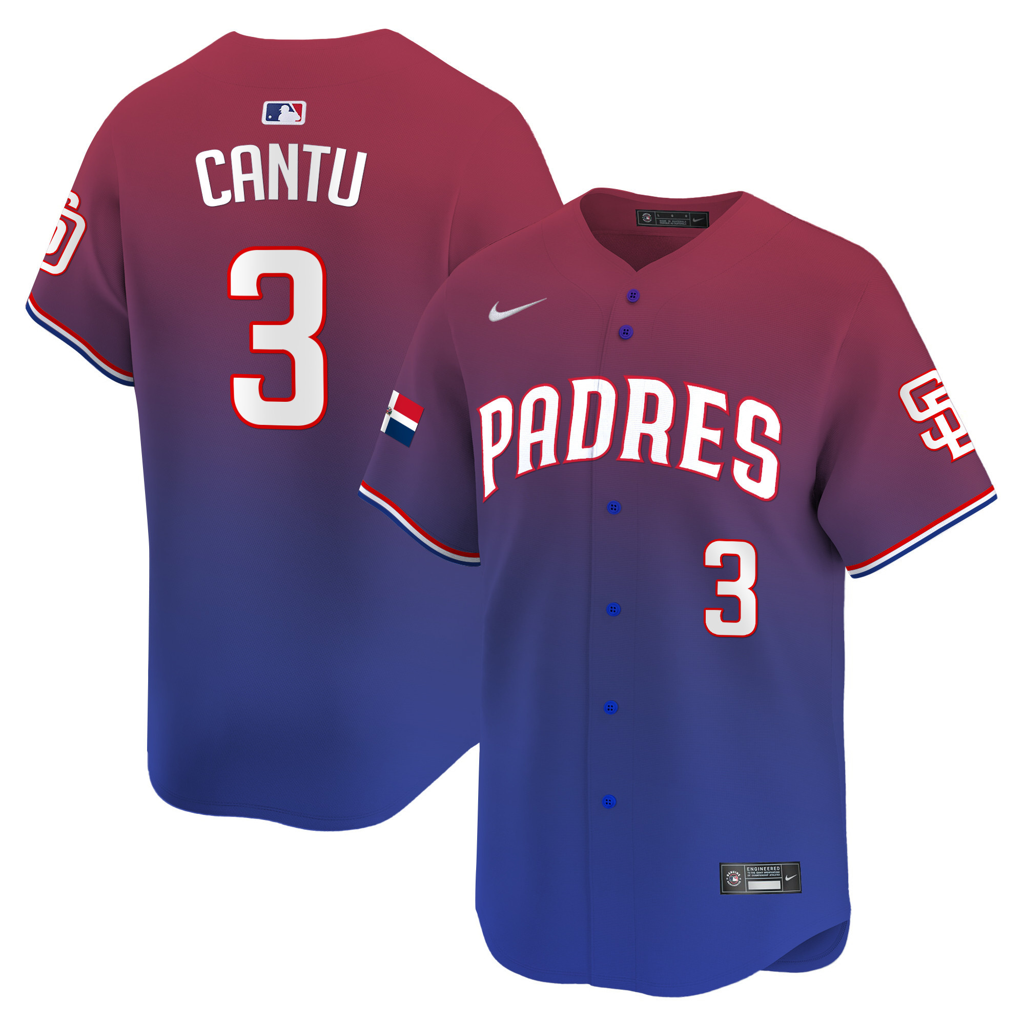 Jorge Cantu Men's San Diego Padres Dominican Republic Vapor Premier Limited Red Jersey - All Stitched
