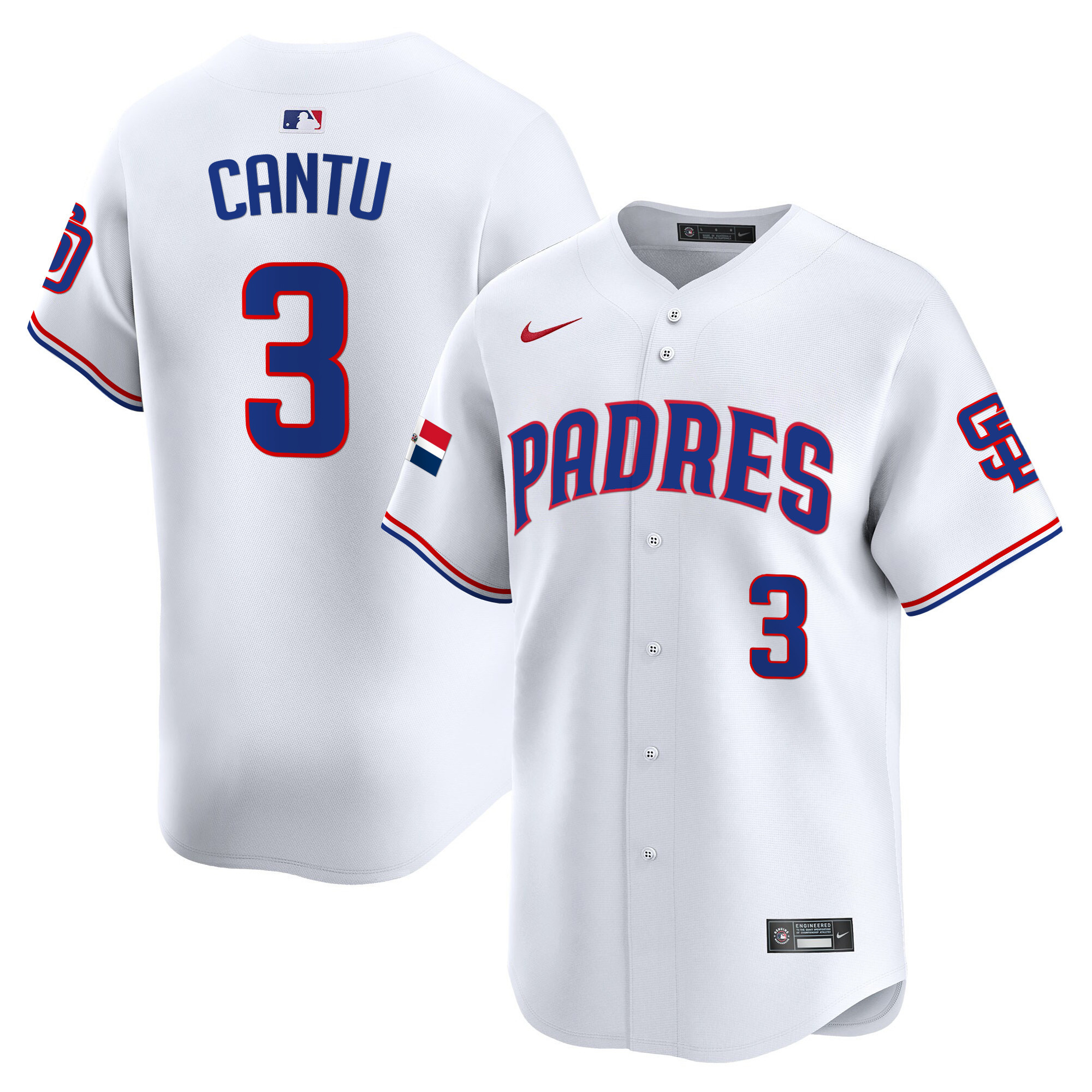 Jorge Cantu Men's San Diego Padres Dominican Republic Vapor Premier Limited White Jersey - All Stitched