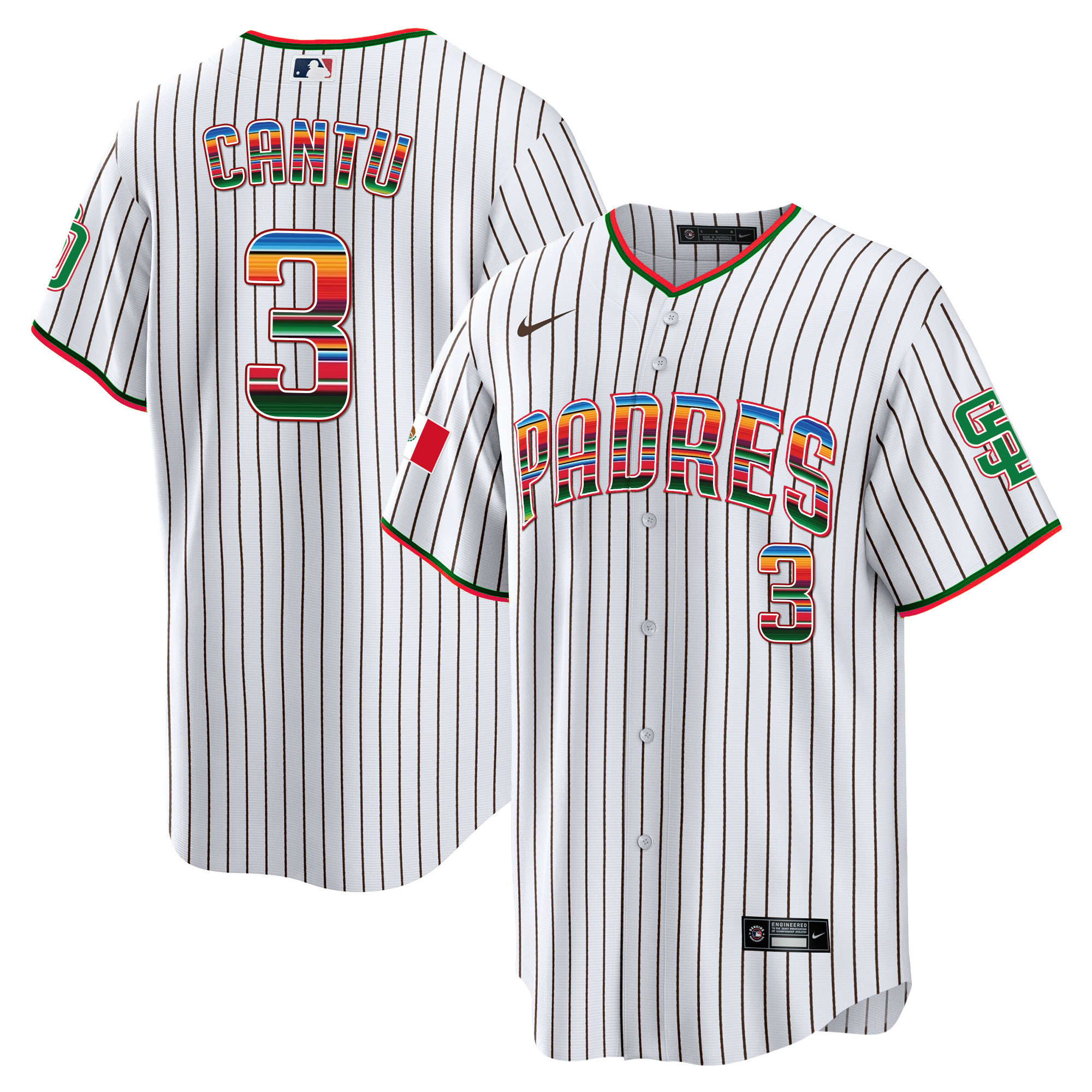 Jorge Cantu Men's San Diego Padres Mexico Cool Base Limited Pinstripe Jersey - All Stitched