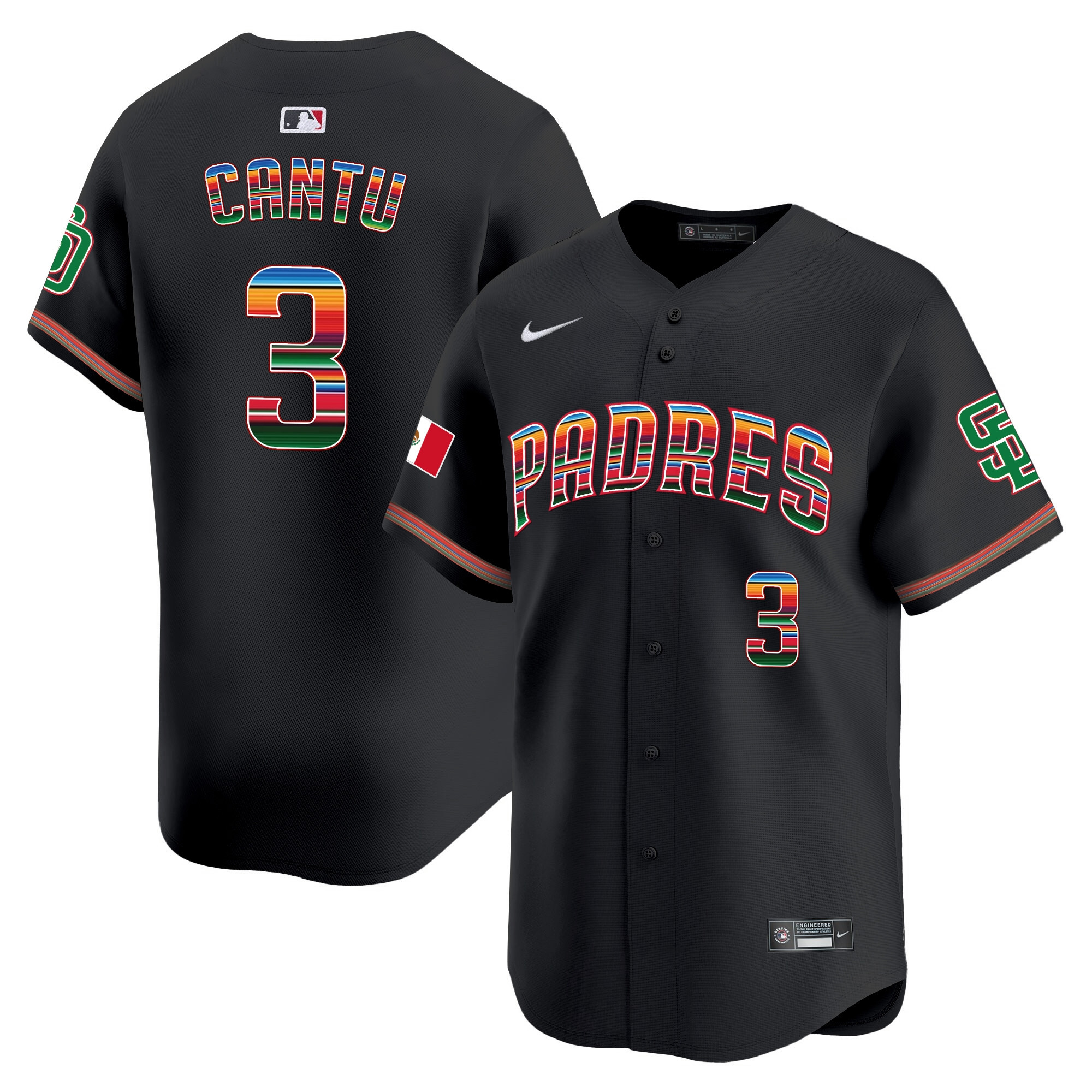 Jorge Cantu Men's San Diego Padres Mexico Premier Limited Black Jersey - All Stitched