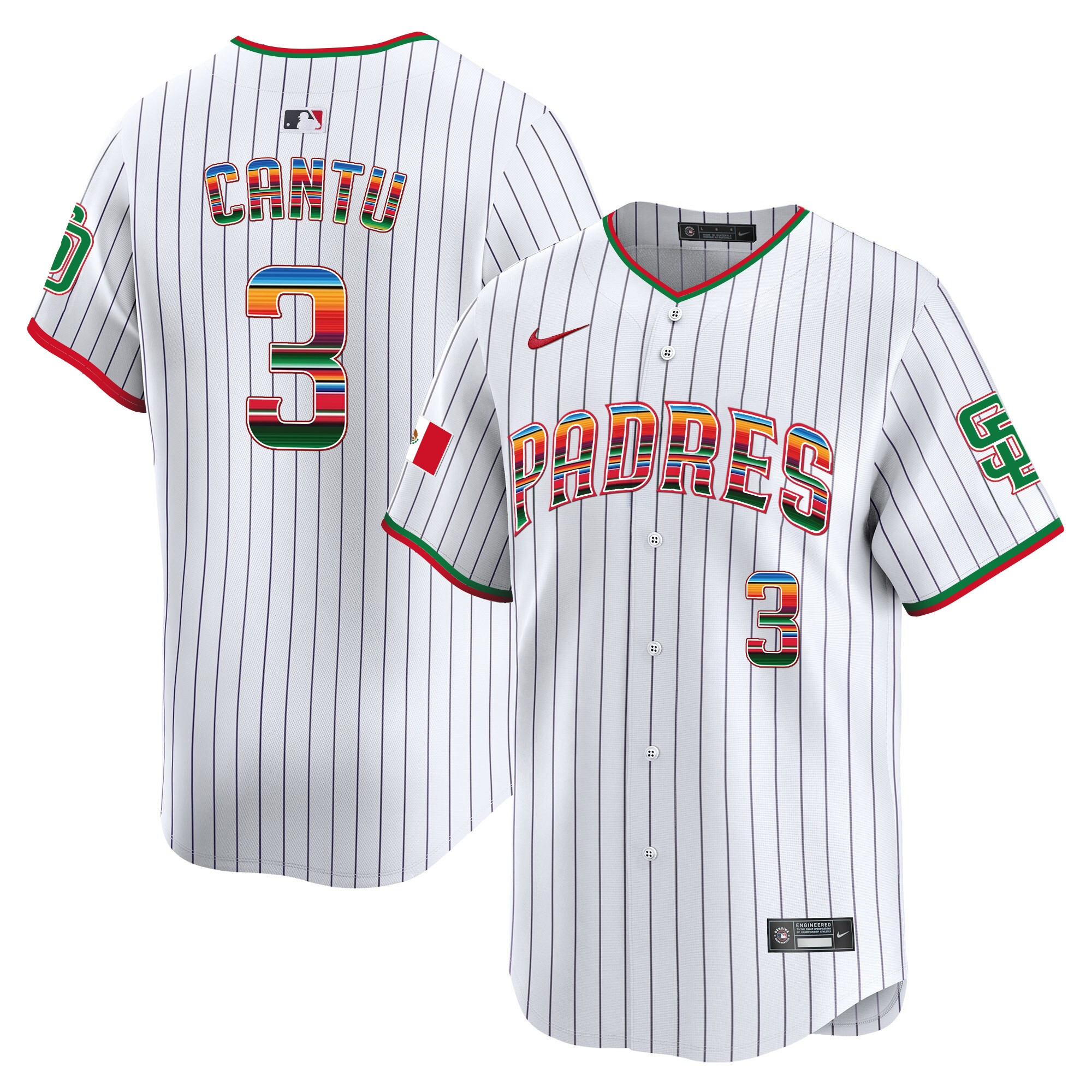 Jorge Cantu Men's San Diego Padres Mexico Premier Limited Pinstripe Jersey - All Stitched