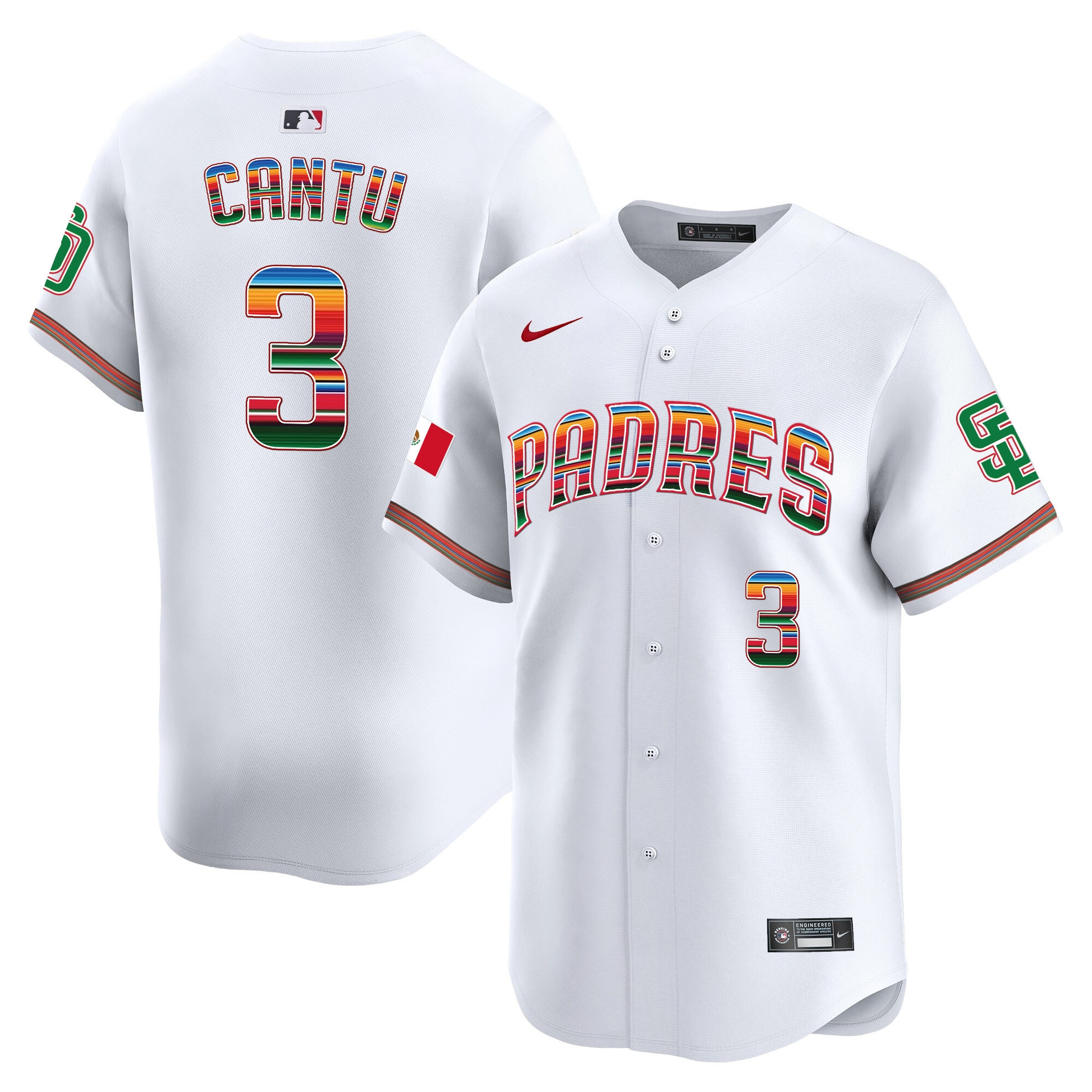 Jorge Cantu Men's San Diego Padres Mexico Premier Limited White Jersey - All Stitched