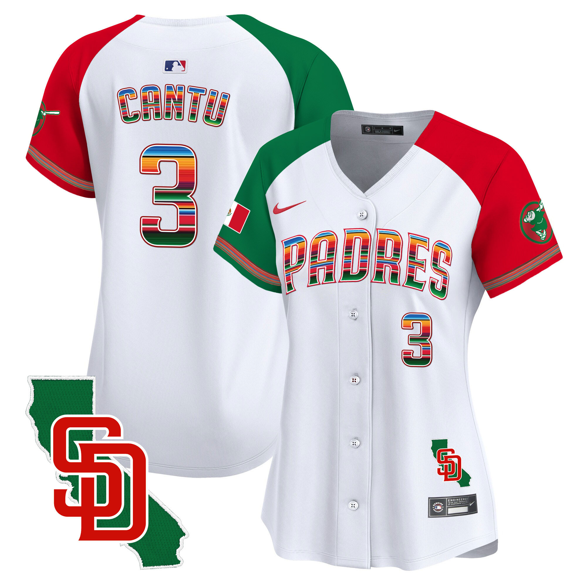 Jorge Cantu Women's San Diego Padres Mexico California Patch Vapor Premier Limited Alternate Jersey - All Stitched