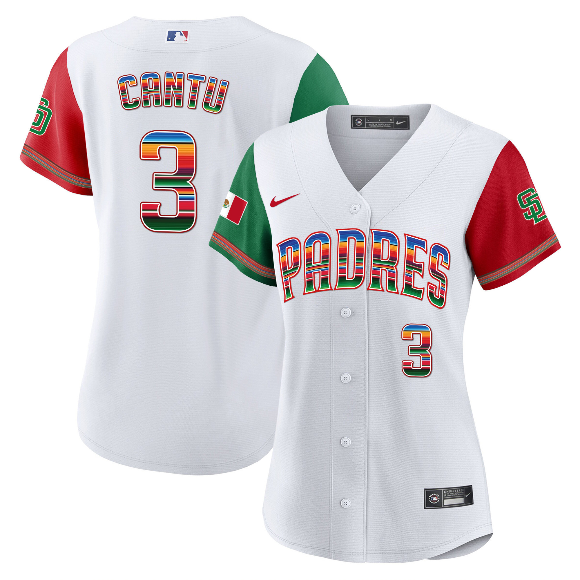Jorge Cantu Women's San Diego Padres Mexico Cool Base Limited Color Sleeves Jersey - All Stitched