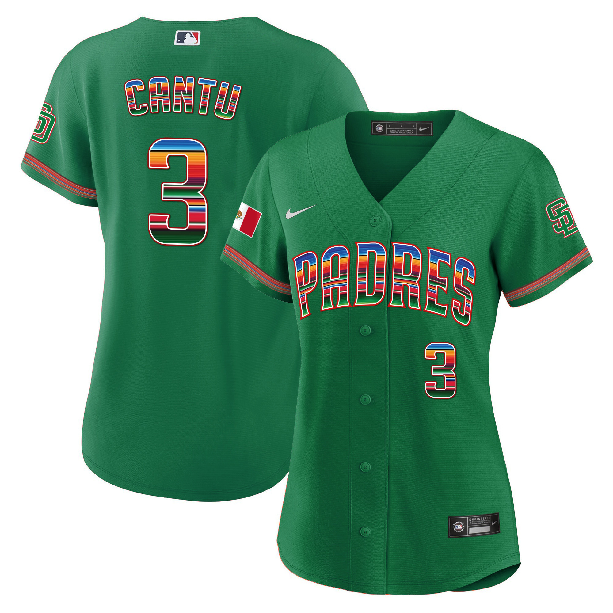 Jorge Cantu Women's San Diego Padres Mexico Cool Base Limited Green Jersey - All Stitched