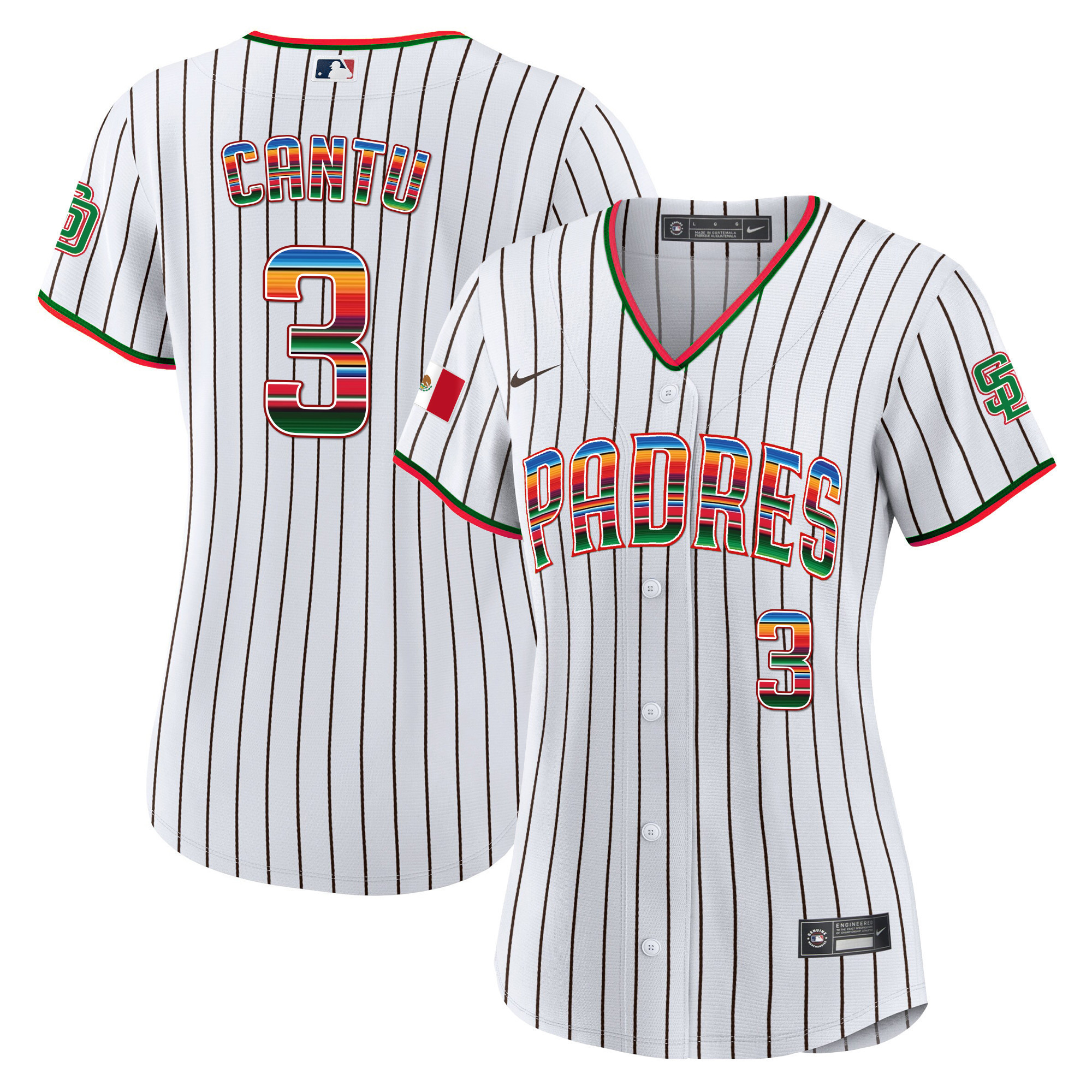 Jorge Cantu Women's San Diego Padres Mexico Cool Base Limited Pinstripe Jersey - All Stitched