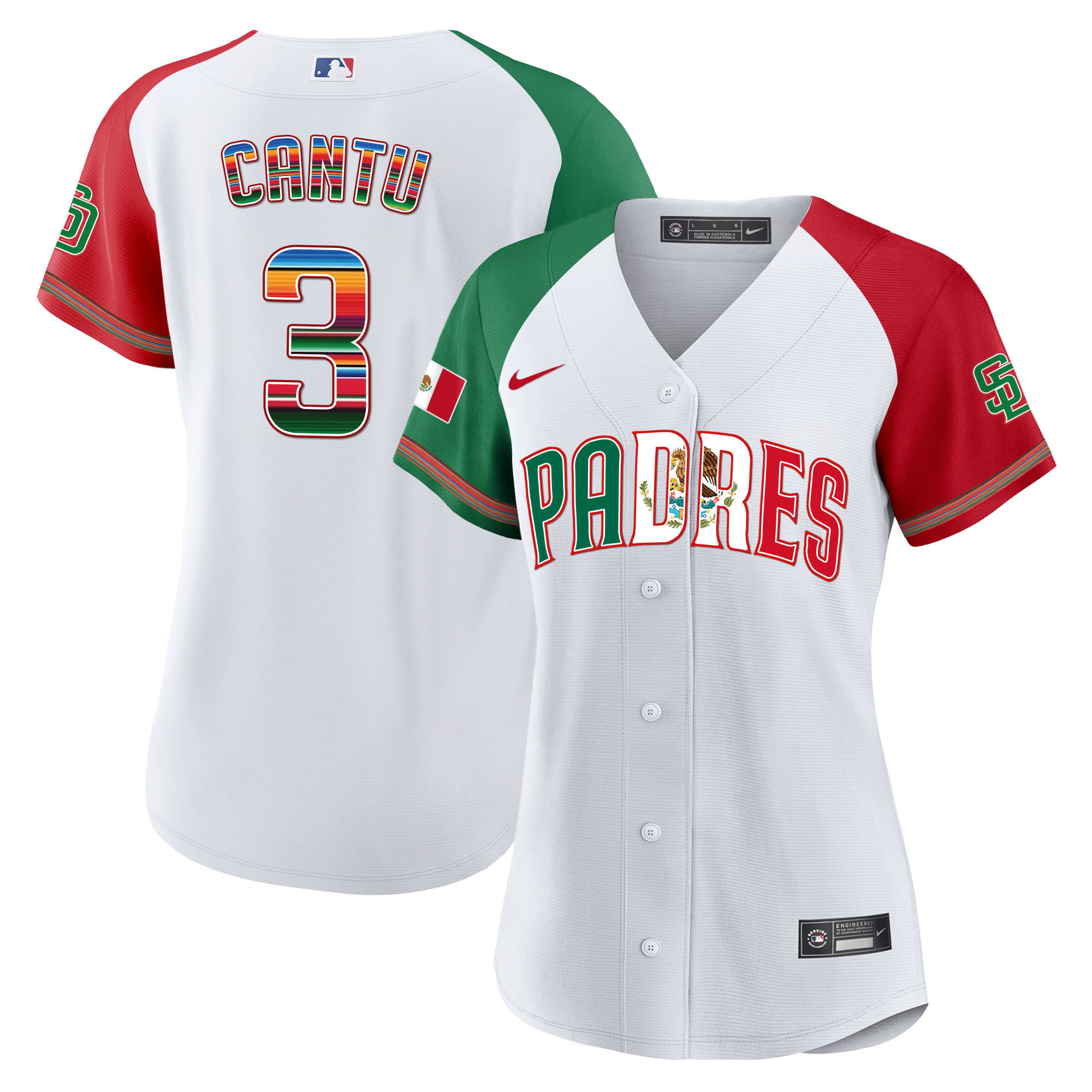 Jorge Cantu Women's San Diego Padres Mexico Cool Base Limited V2 Alternate Jersey - All Stitched