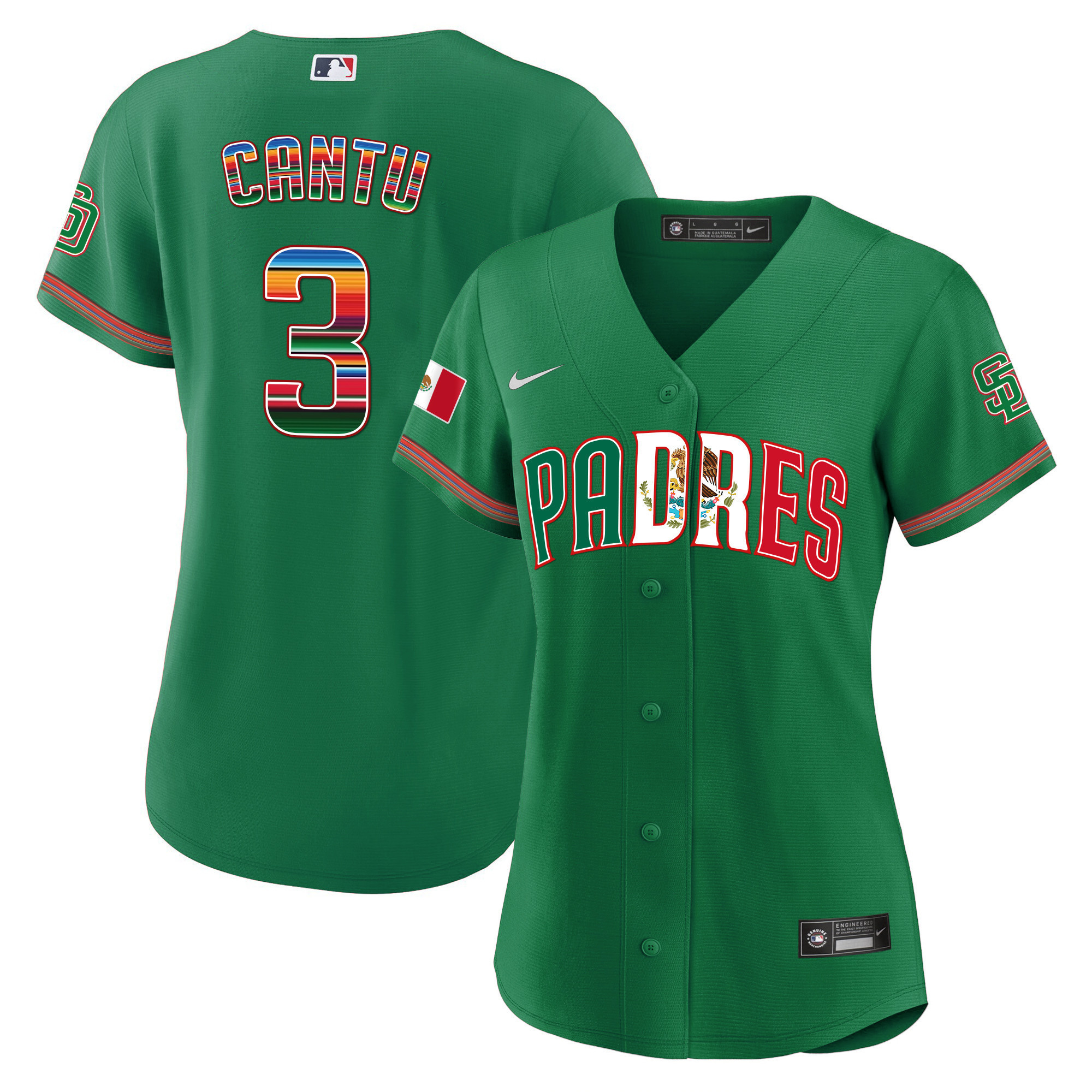 Jorge Cantu Women's San Diego Padres Mexico Cool Base Limited V2 Green Jersey - All Stitched