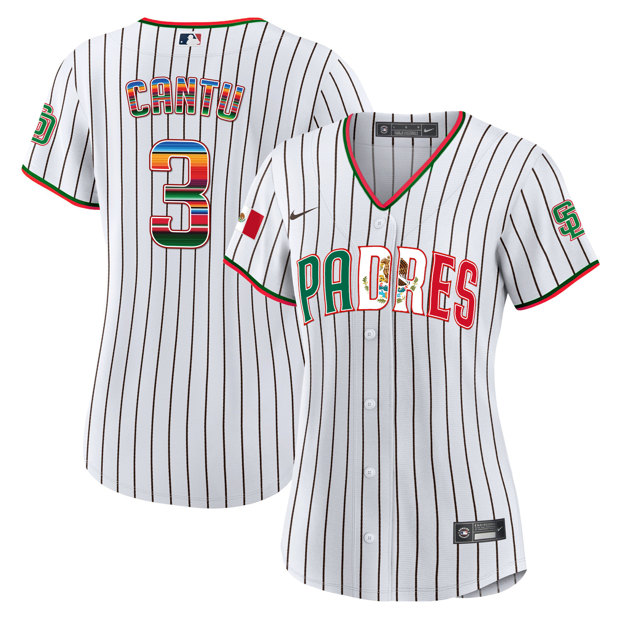 Jorge Cantu Women's San Diego Padres Mexico Cool Base Limited V2 Pinstripe Jersey - All Stitched