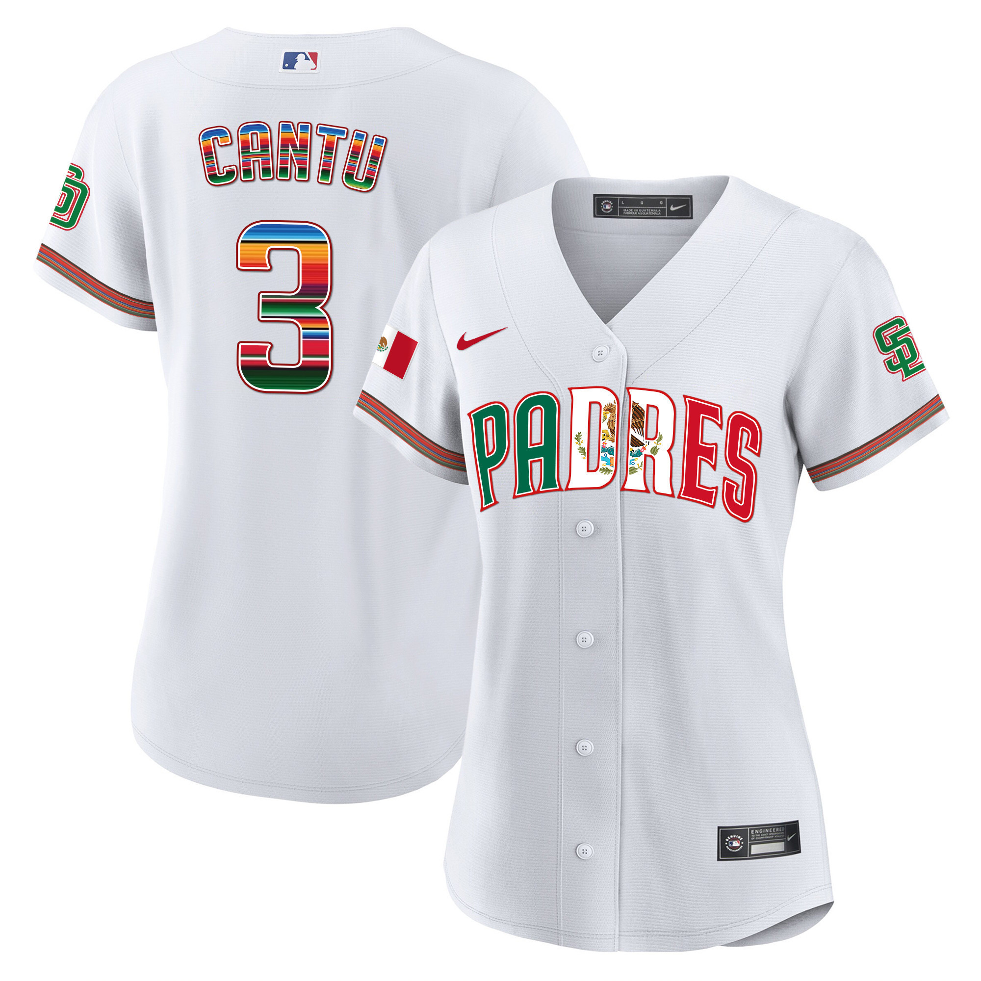 Jorge Cantu Women's San Diego Padres Mexico Cool Base Limited V2 White Jersey - All Stitched