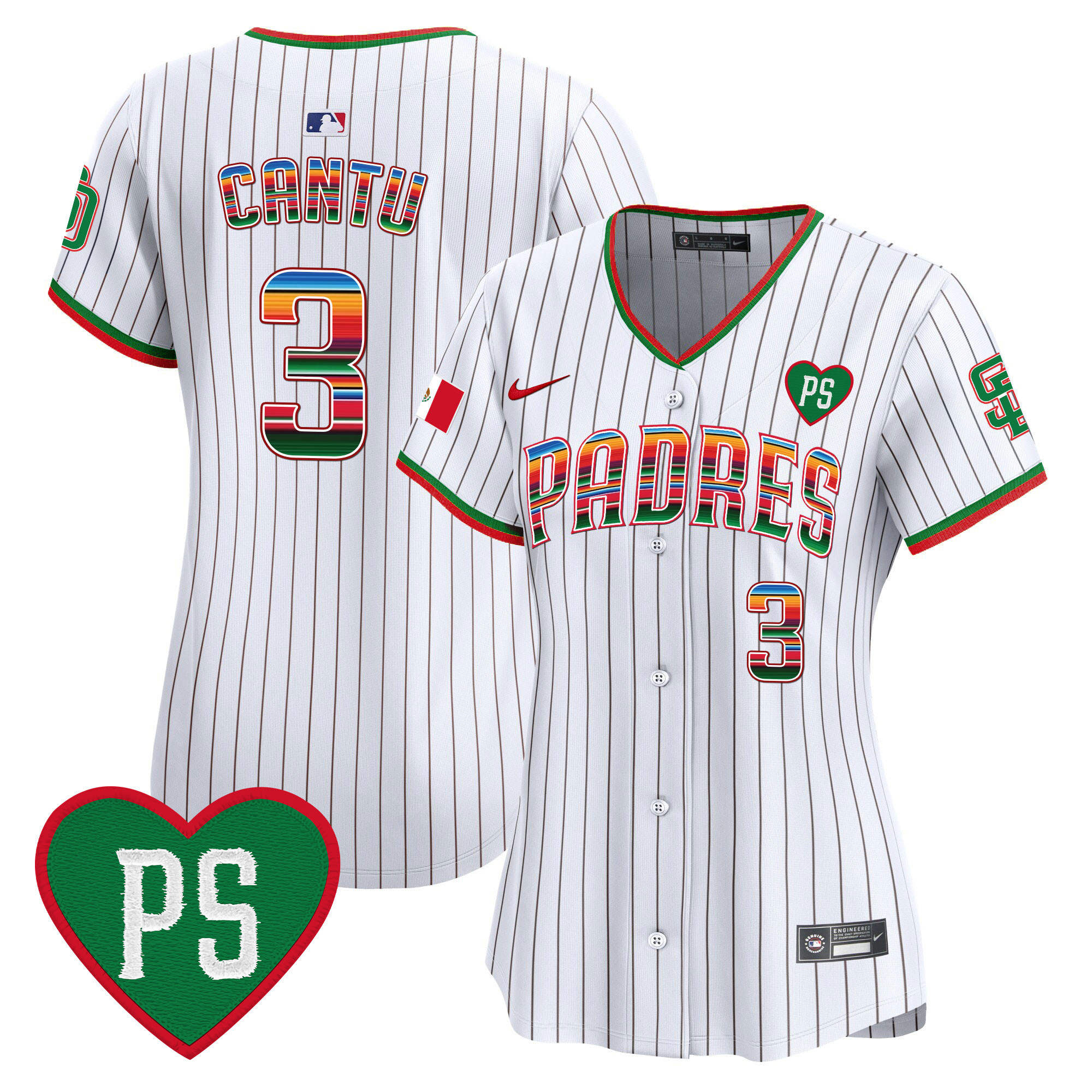 Jorge Cantu Women's San Diego Padres Mexico "For Peter" Patch Vapor Premier Limited Pinstripe Jersey - All Stitched