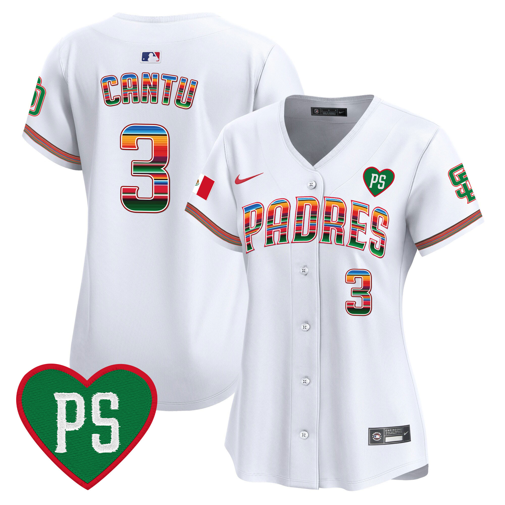 Jorge Cantu Women's San Diego Padres Mexico "For Peter" Patch Vapor Premier Limited White Jersey - All Stitched