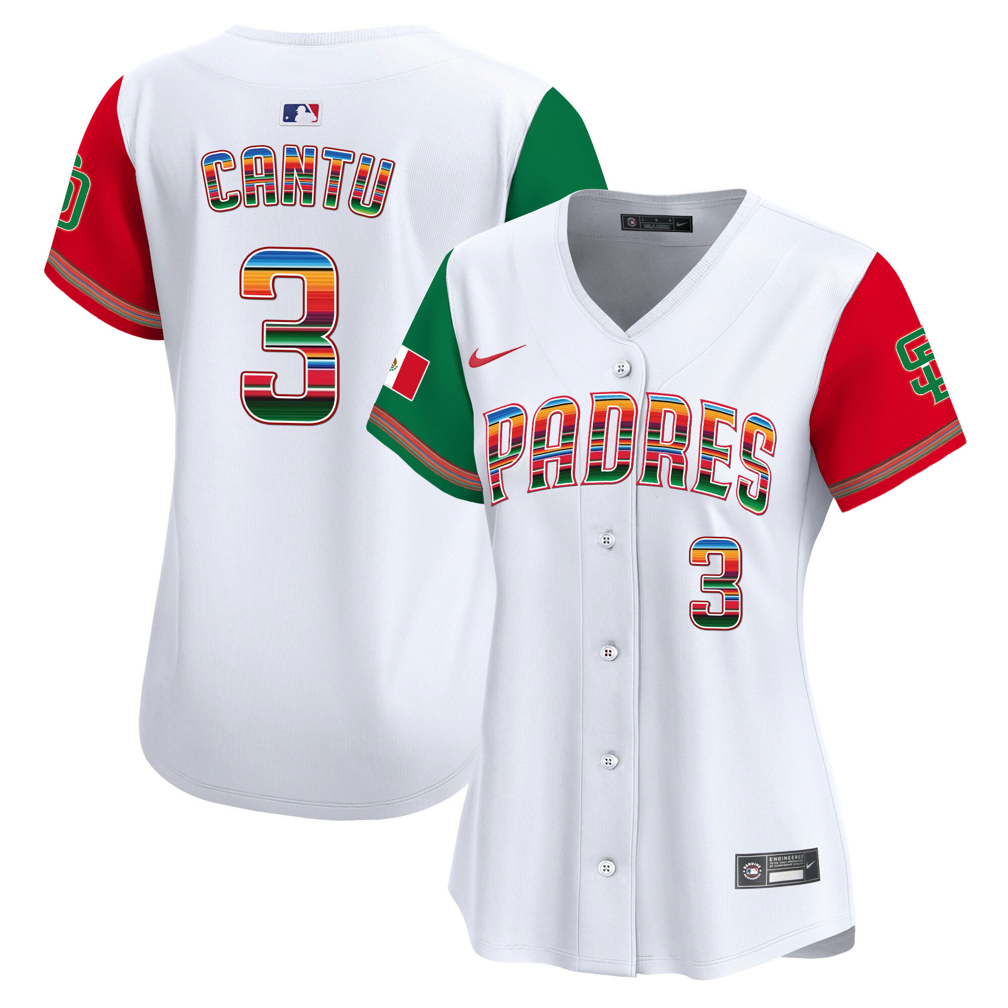 Jorge Cantu Women's San Diego Padres Mexico Premier Limited Color Sleeves Jersey - All Stitched