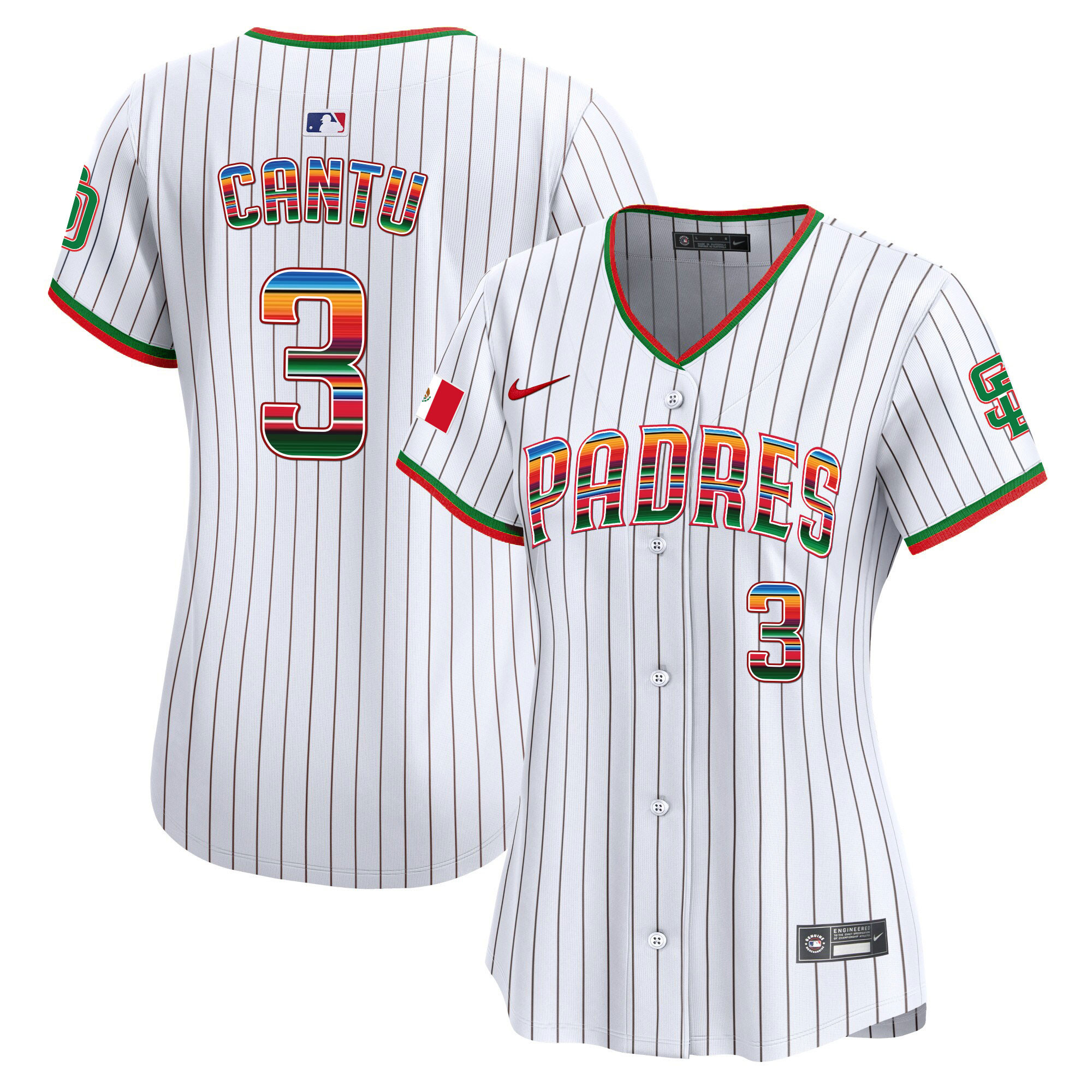 Jorge Cantu Women's San Diego Padres Mexico Premier Limited Pinstripe Jersey - All Stitched