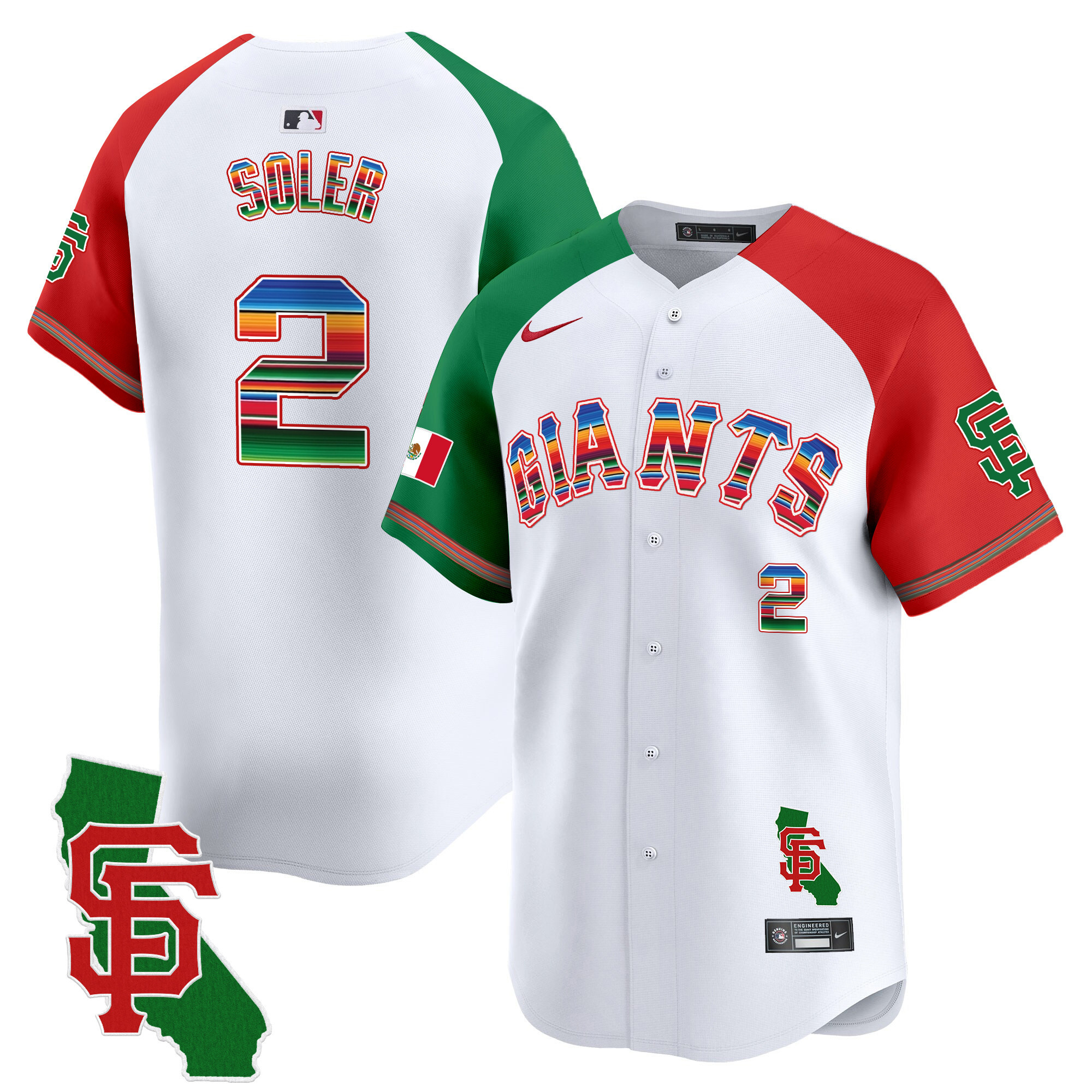 Jorge Soler Men's San Francisco Giants Mexico California Patch Vapor Premier Limited Alternate Jersey - All Stitched