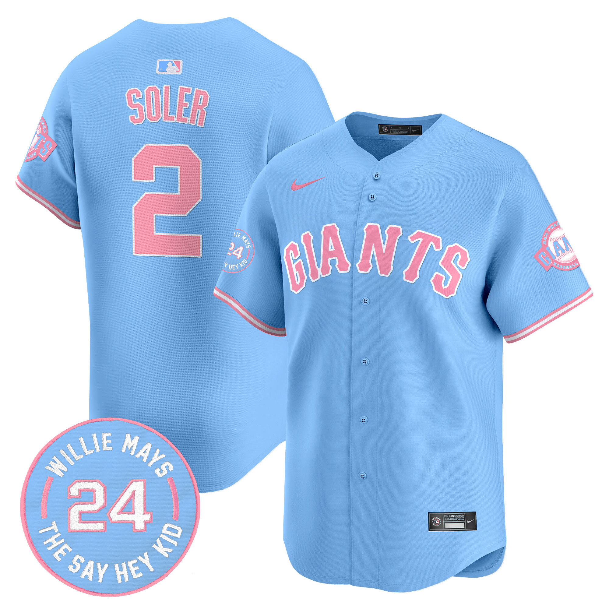 Jorge SolerUnisex San Francisco Giants Bubblegum Pink Vapor Premier Limited Light Blue Jersey - All Stitched