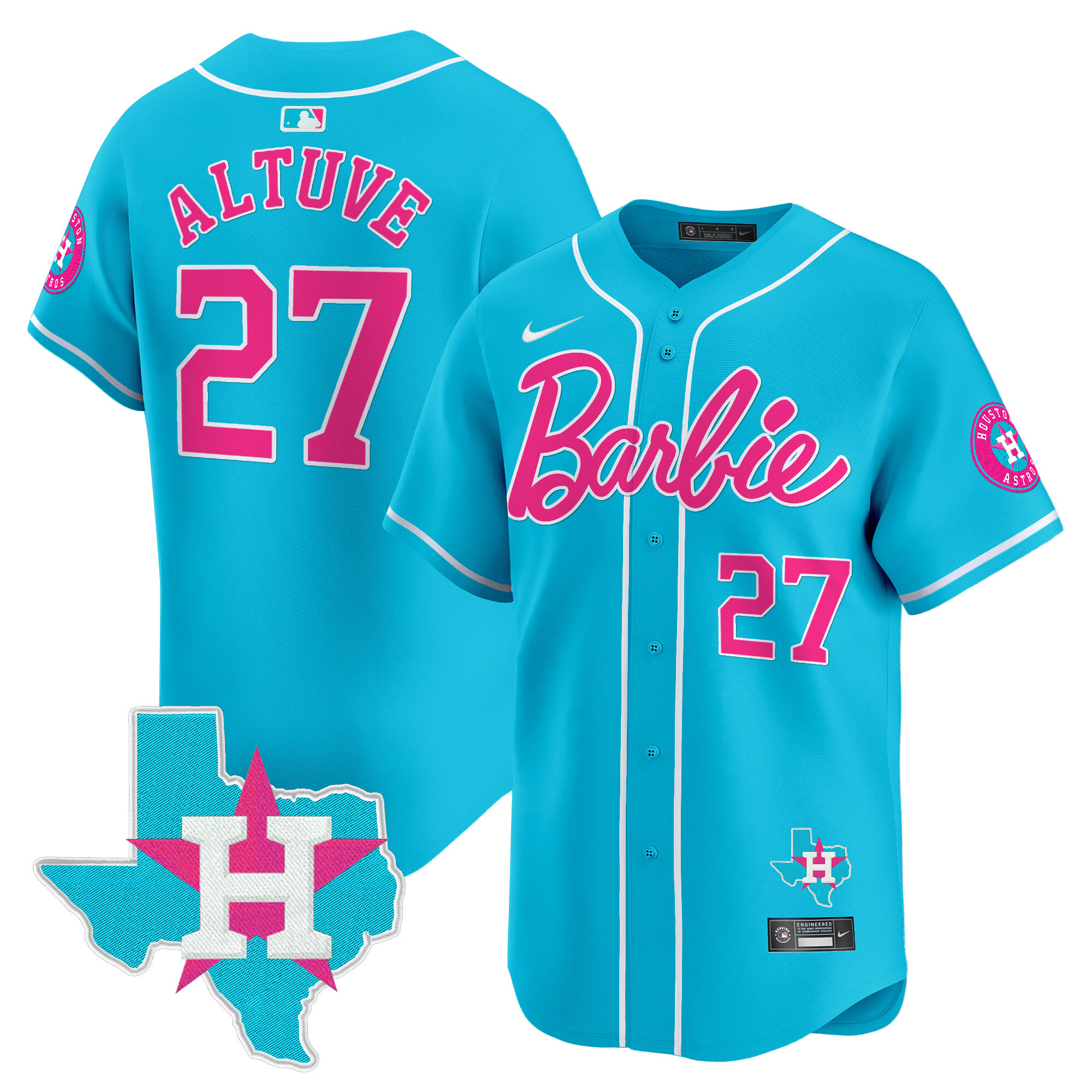 JosÈ AltuveUnisex Houston Astros Barbie Vapor Premier Limited Light Blue Jersey - All Stitched