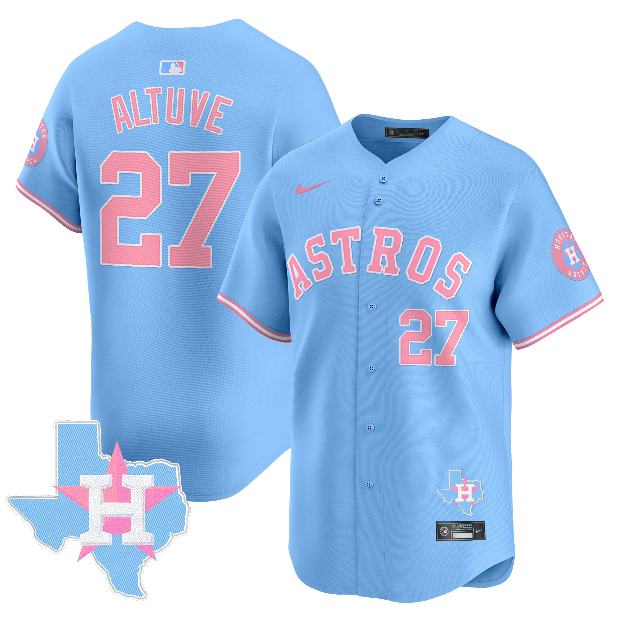 JosÈ AltuveUnisex Houston Astros Bubblegum Pink Vapor Premier Limited Light Blue Jersey - All Stitched