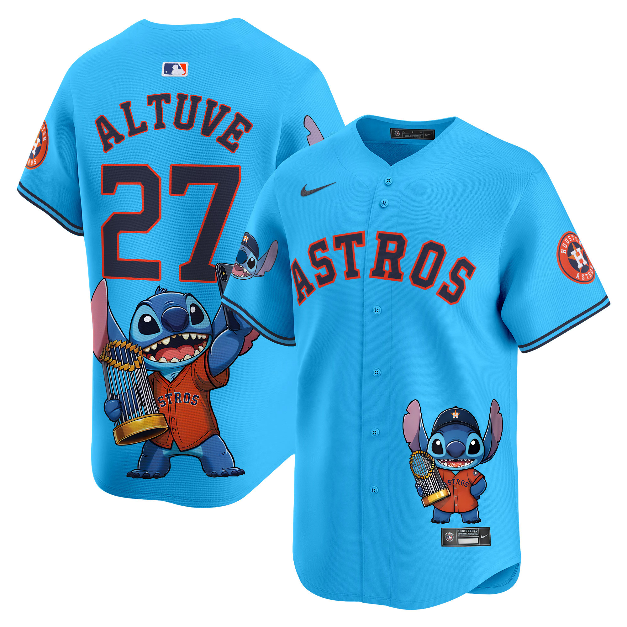 JosÈ AltuveUnisex Houston Astros Lilo And Stitch Vapor Premier Limited Light Blue Jersey - Printed