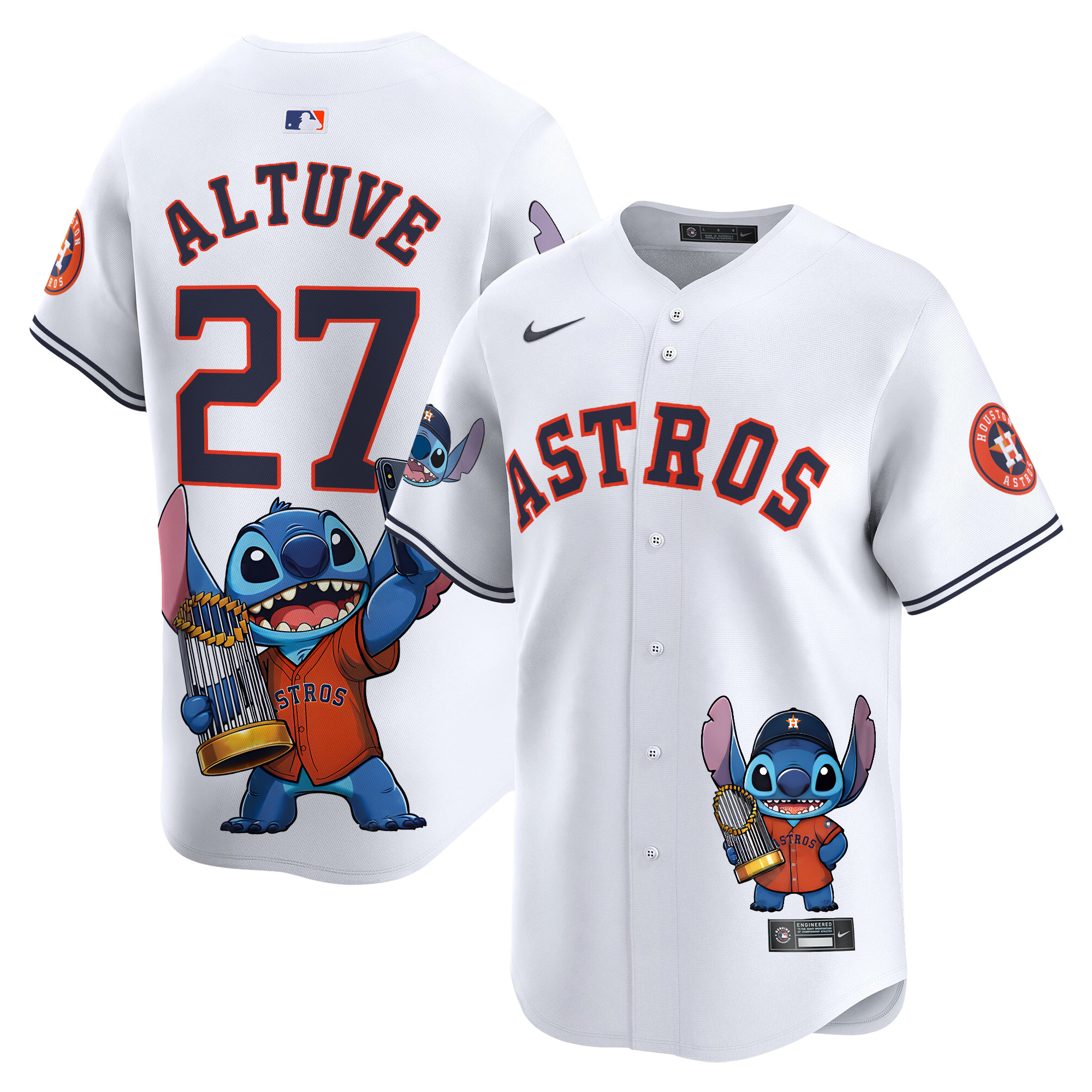 JosÈ AltuveUnisex Houston Astros Lilo And Stitch Vapor Premier Limited White Jersey - Printed