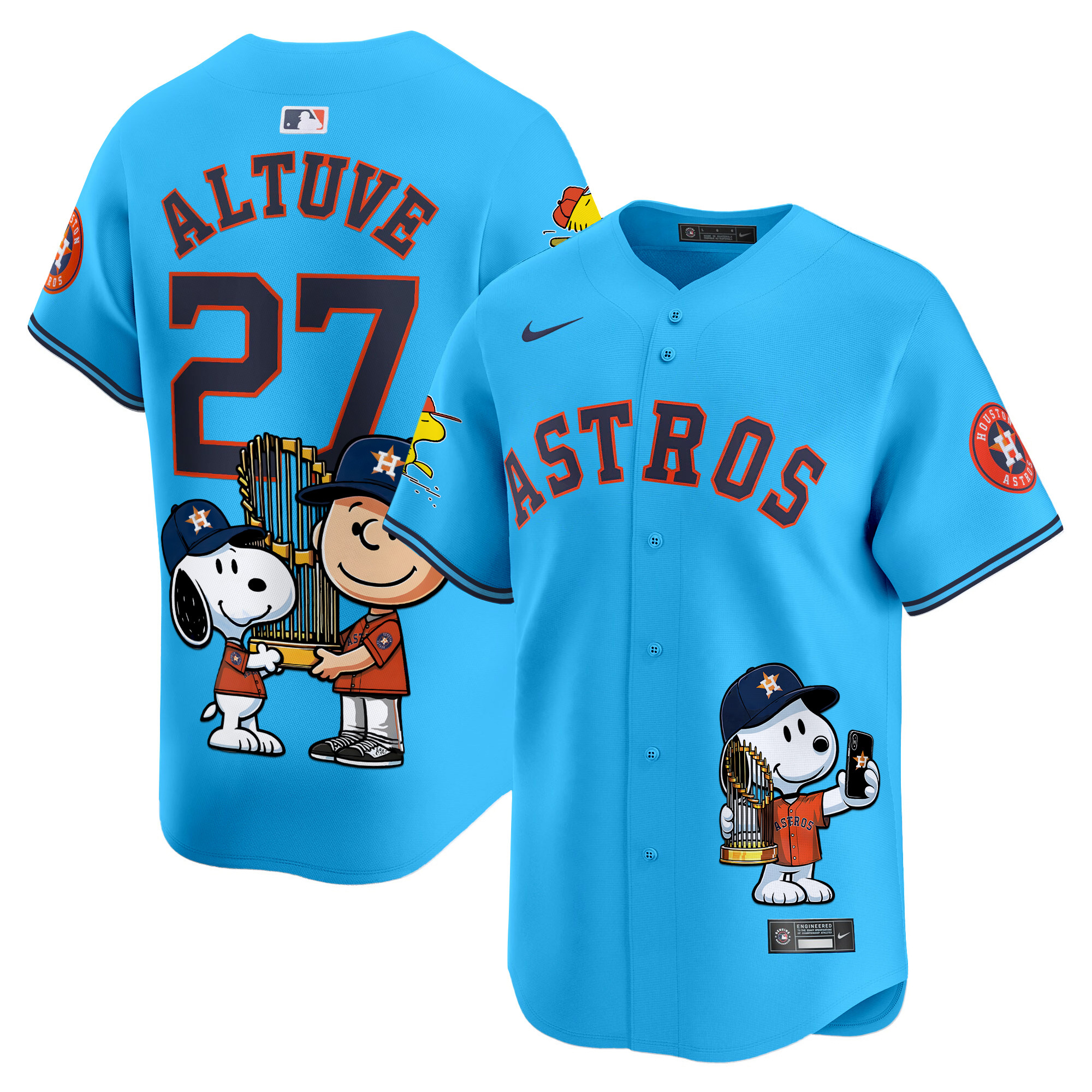 JosÈ AltuveUnisex Houston Astros Peanut Snoopy Vapor Premier Limited Light Blue Jersey - Printed