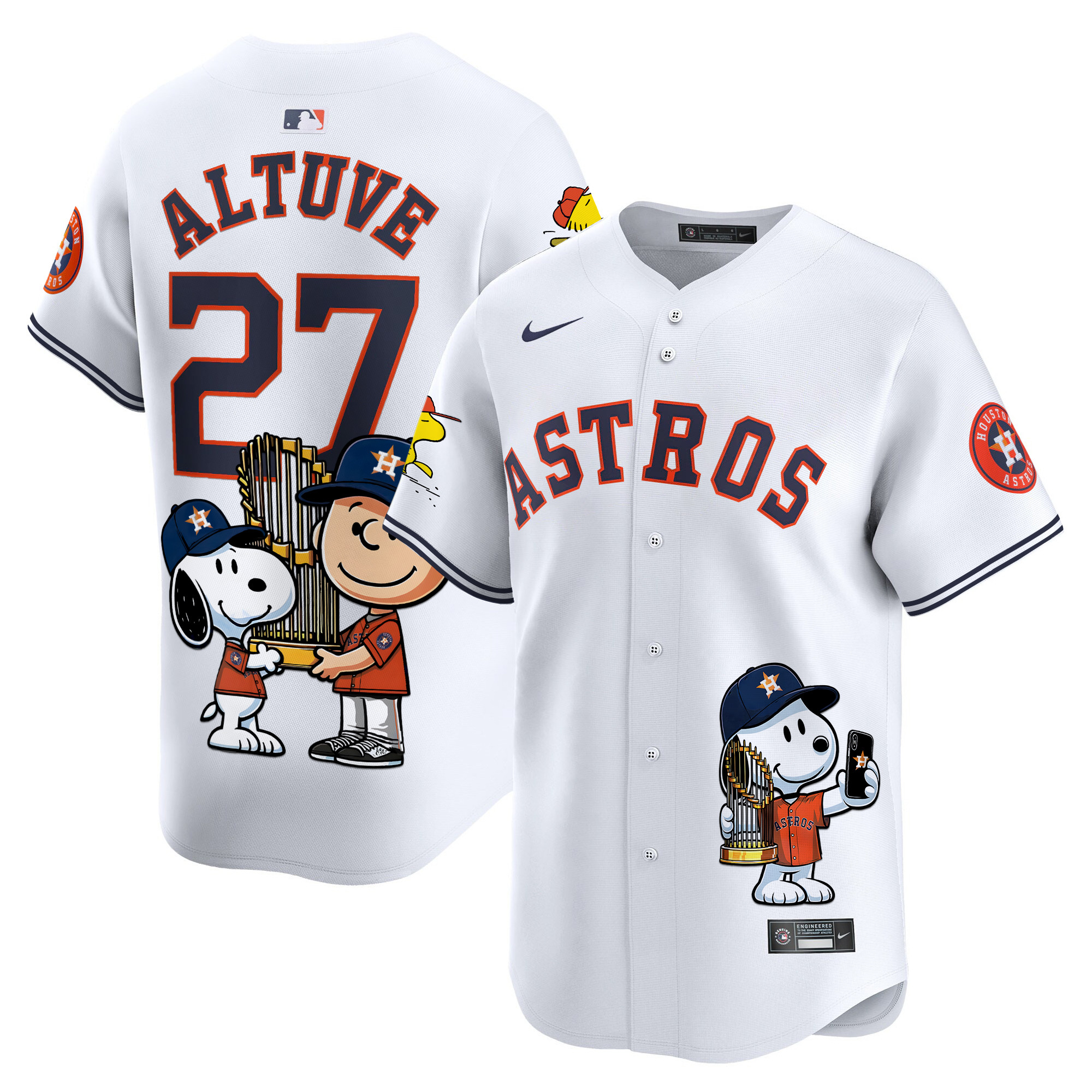 JosÈ AltuveUnisex Houston Astros Peanut Snoopy Vapor Premier Limited White Jersey - Printed