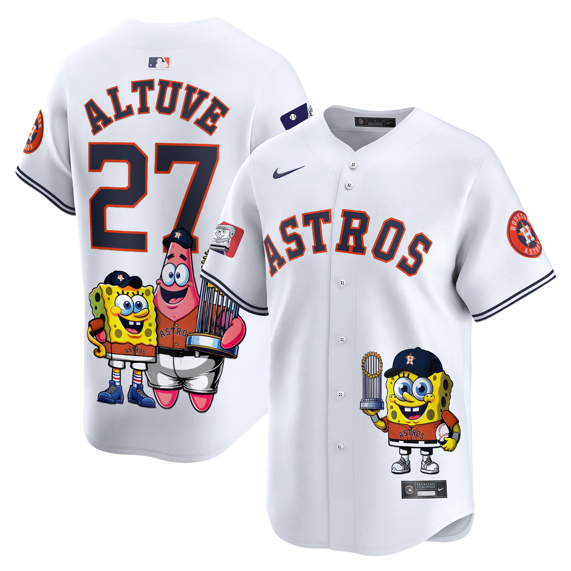JosÈ AltuveUnisex Houston Astros SpongeBob SquarePants Vapor Premier Limited White Jersey - Printed
