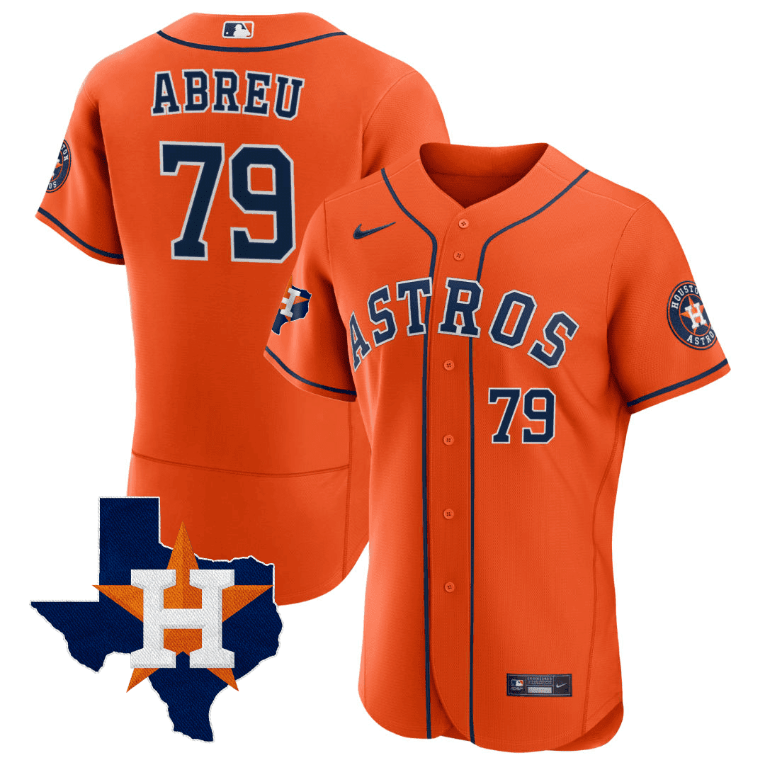 José Abreu Men's Houston Astros Texas State Patch Orange Jersey - All Stitched
