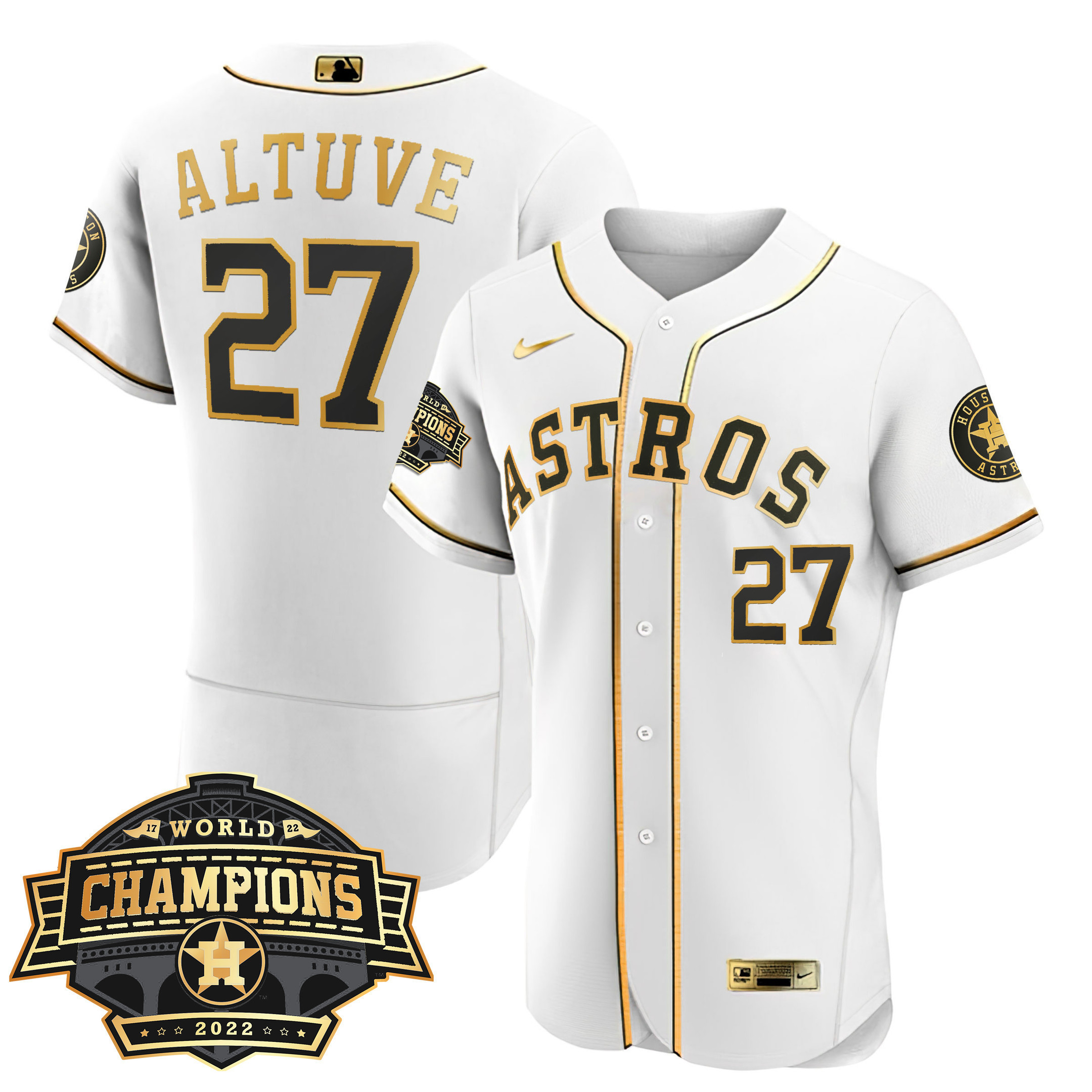 José Altuve Men's Houston Astros 2022 Champions Limited Flex White Jersey - All Stitched