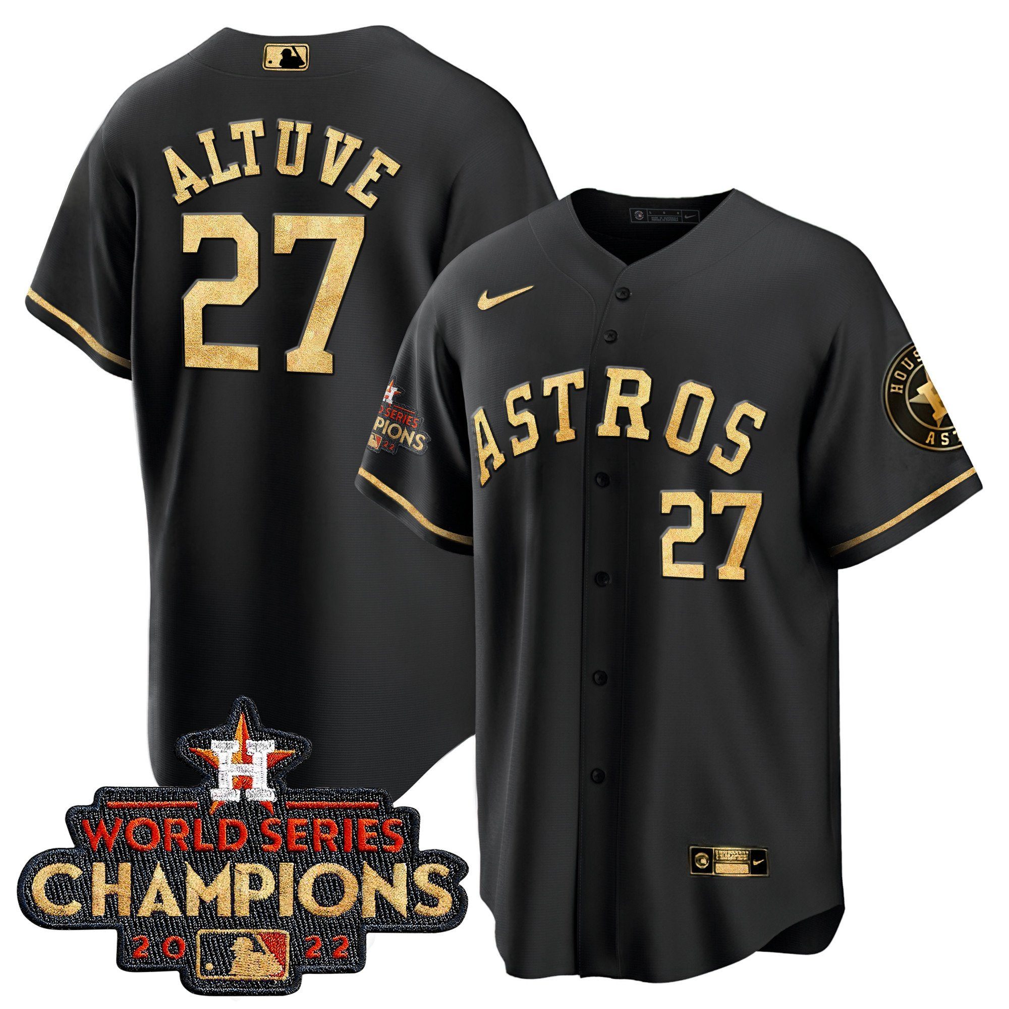 José Altuve Men's Houston Astros 2022 World Series Champions Color Rush Cool Black Jersey - All Stitched