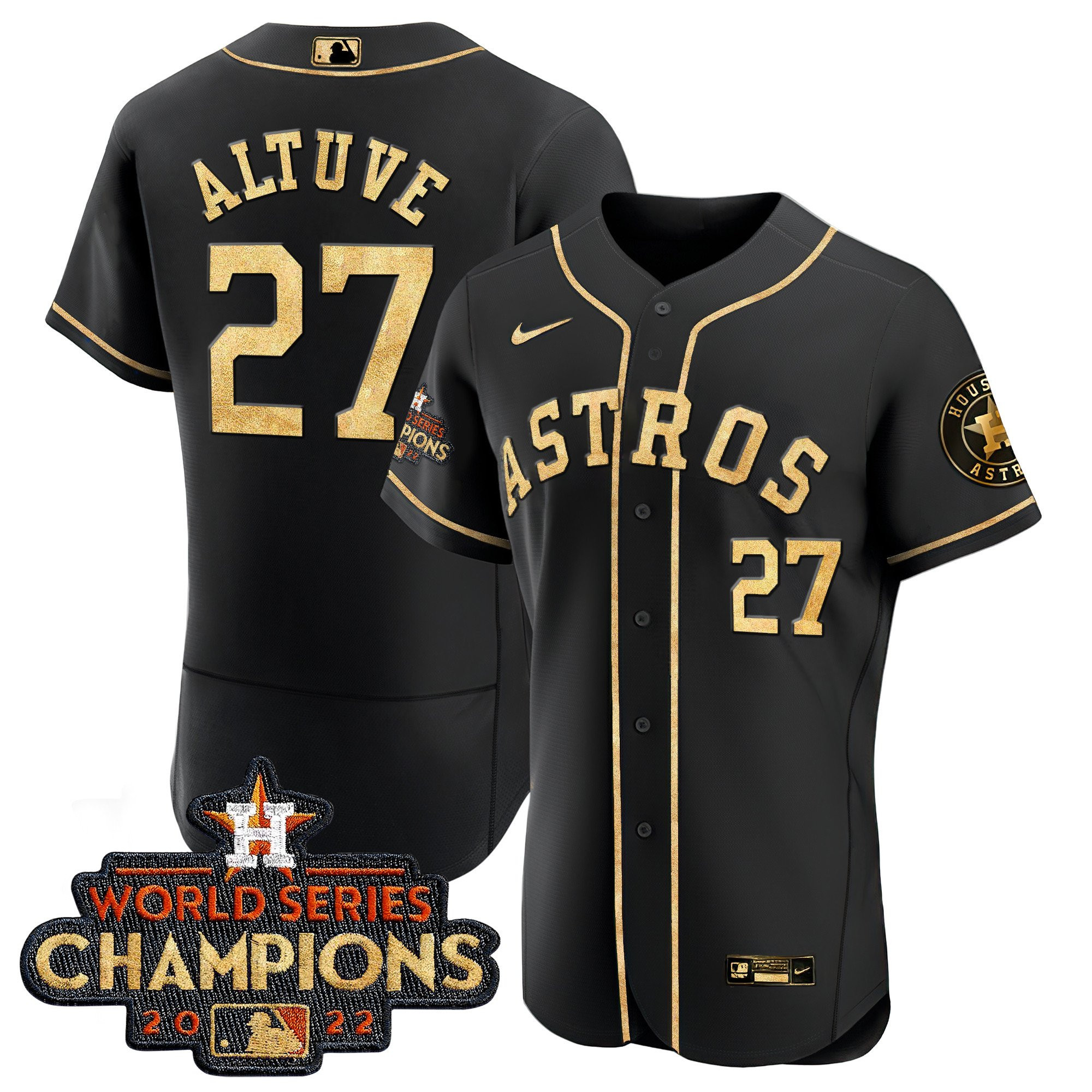 José Altuve Men's Houston Astros 2022 World Series Champions Color Rush Flex Black Jersey - All Stitched