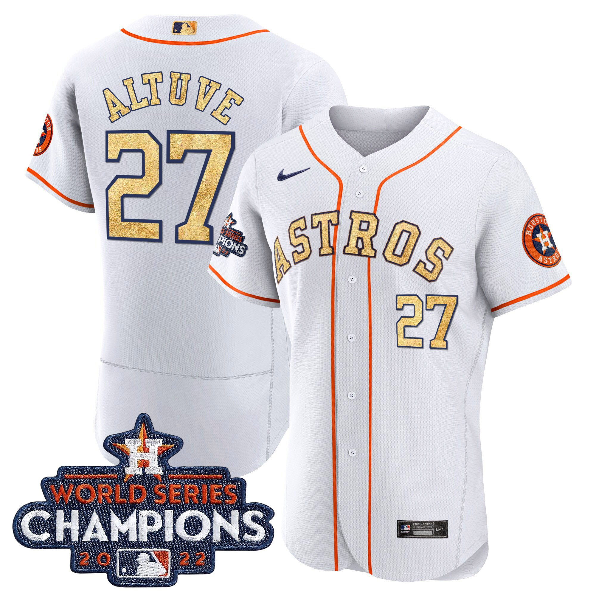 José Altuve Men's Houston Astros 2022 World Series Champions Color Rush Flex White Jersey - All Stitched