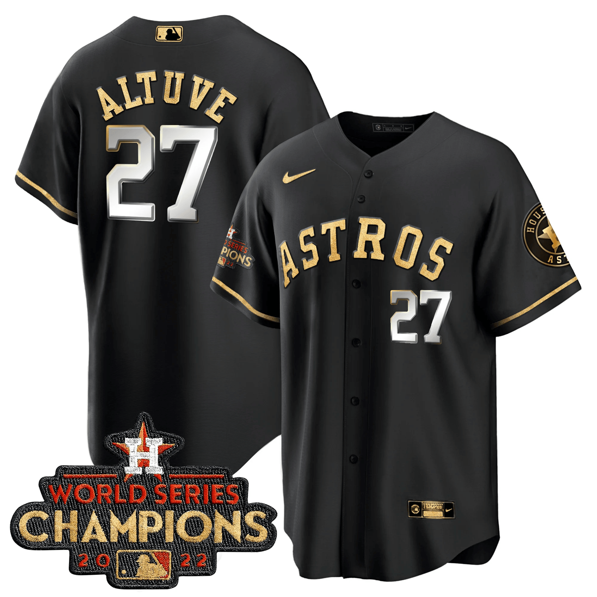 José Altuve Men's Houston Astros 2022 World Series Champions Color Rush Limited Cool Black Jersey - All Stitched