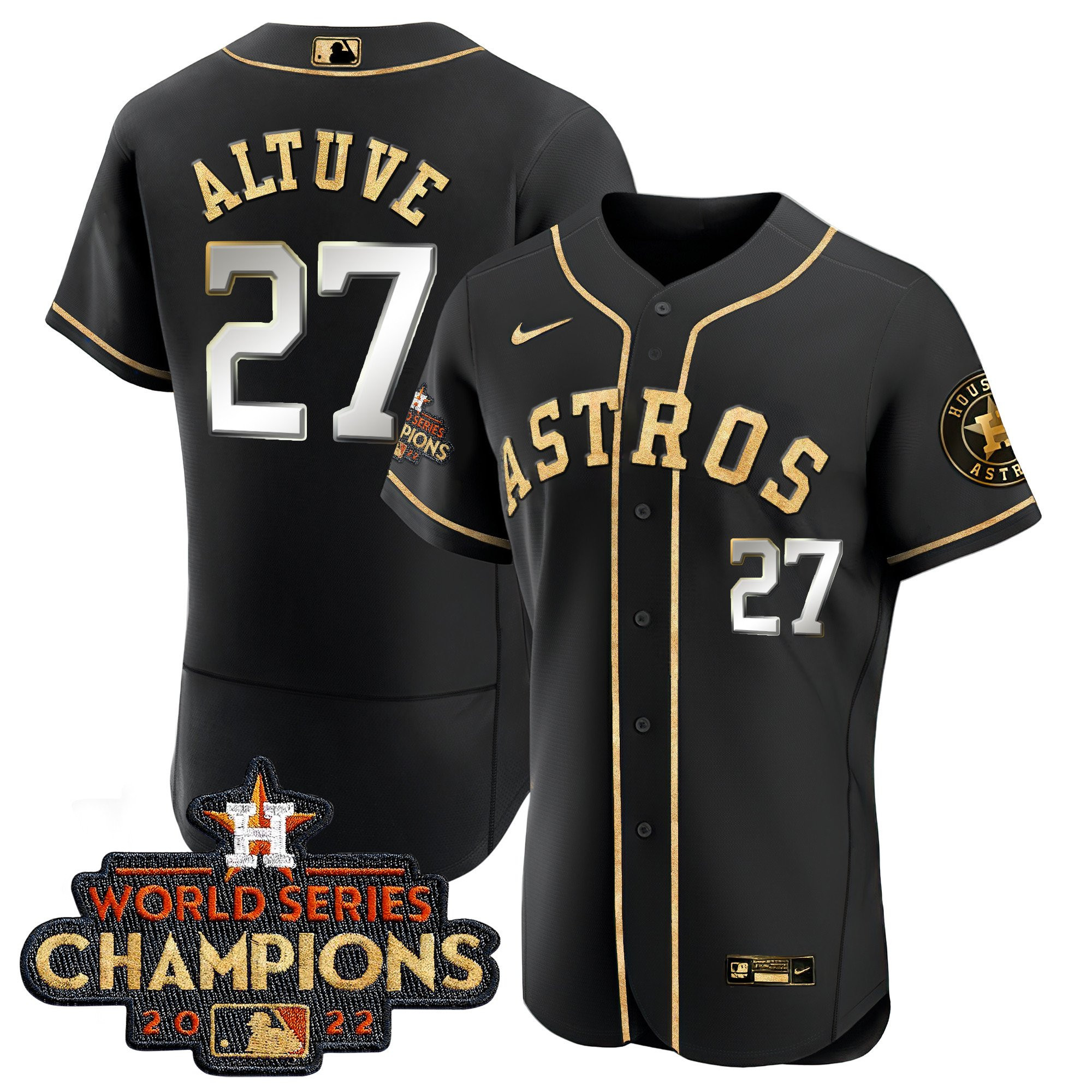 José Altuve Men's Houston Astros 2022 World Series Champions Color Rush Limited Flex Black Jersey - All Stitched