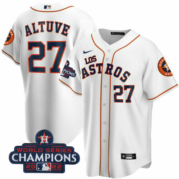 José Altuve Men's Houston Astros 2022 World Series Champions Player Cool White Jersey - All Stitched