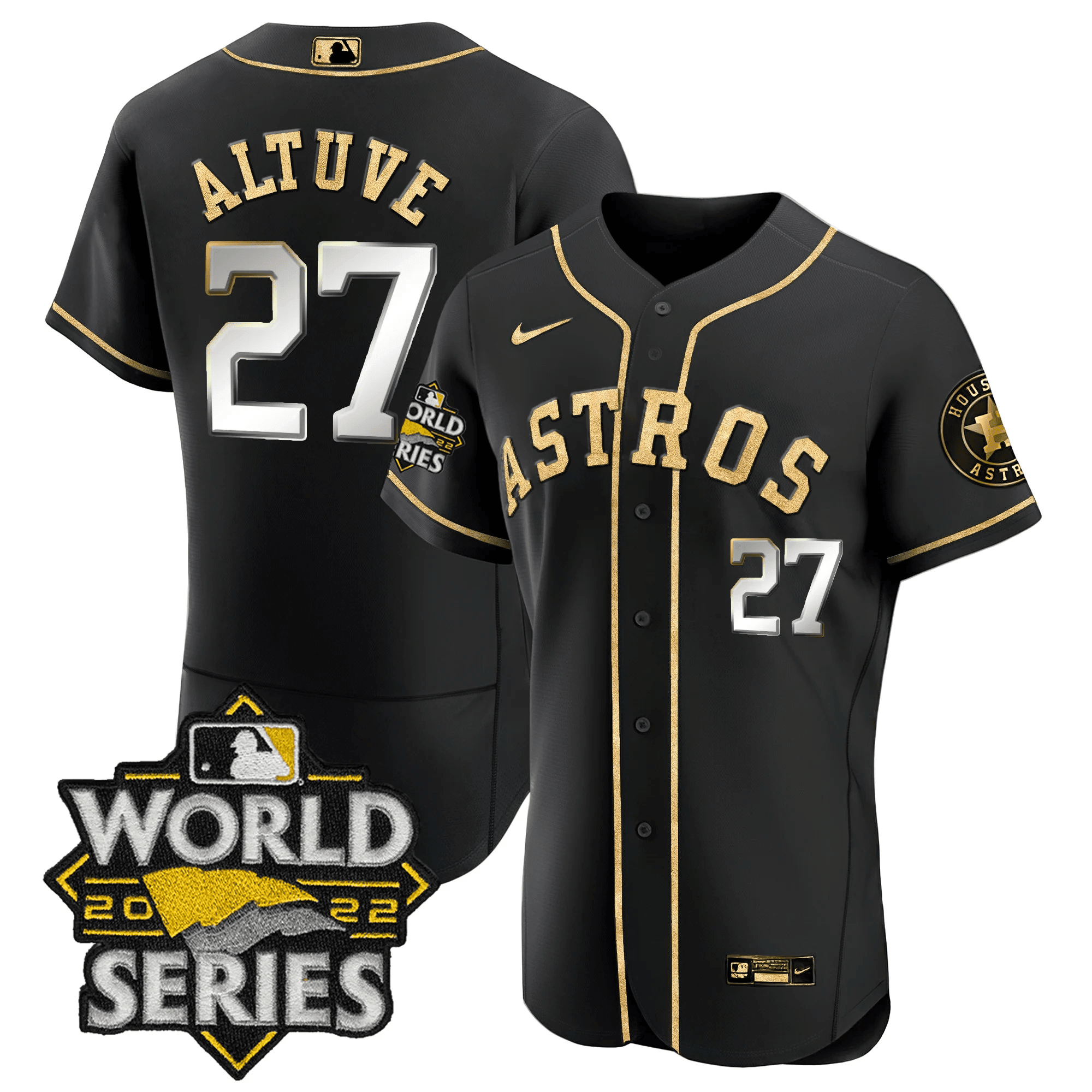 José Altuve Men's Houston Astros 2022 World Series Color Rush Limited Flex Black Jersey - All Stitched