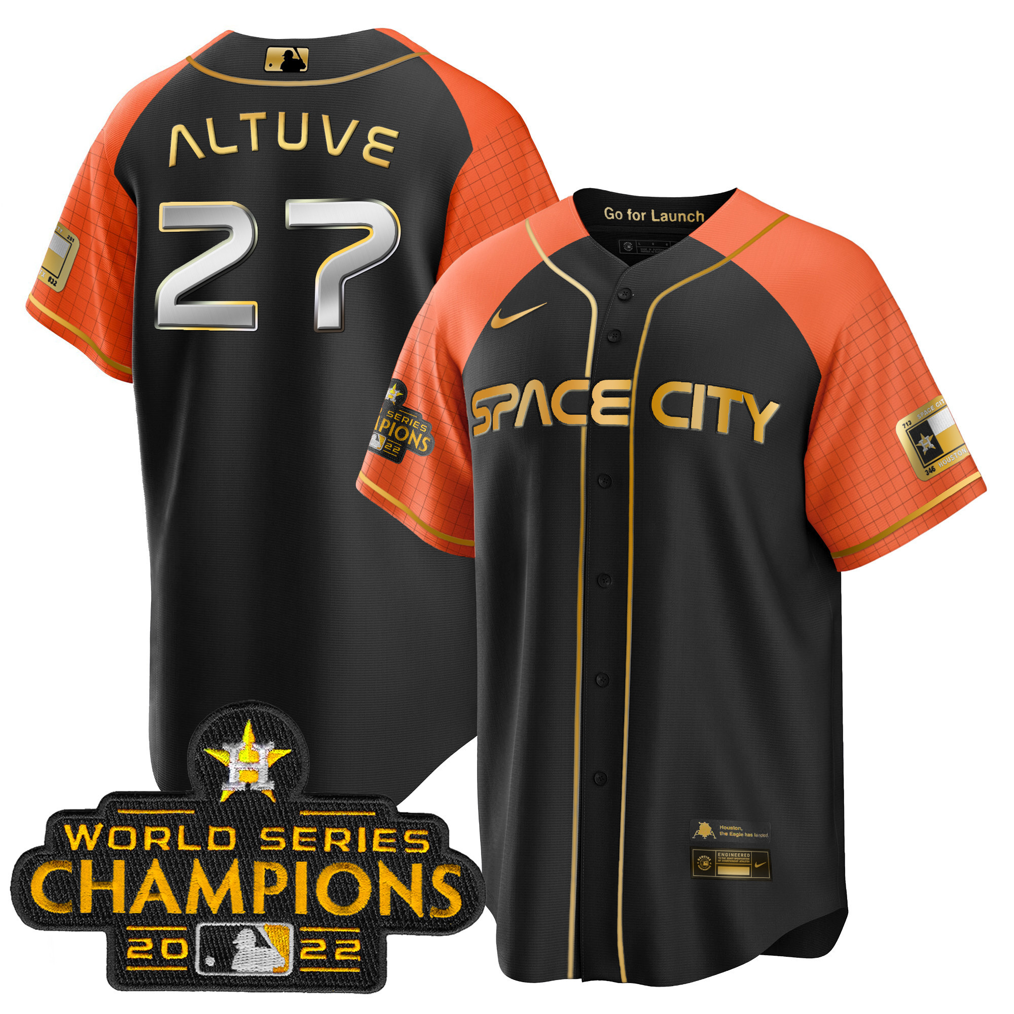 José Altuve Men's Houston Astros 2023 Space City Champions Cool Alternate Jersey - All Stitched