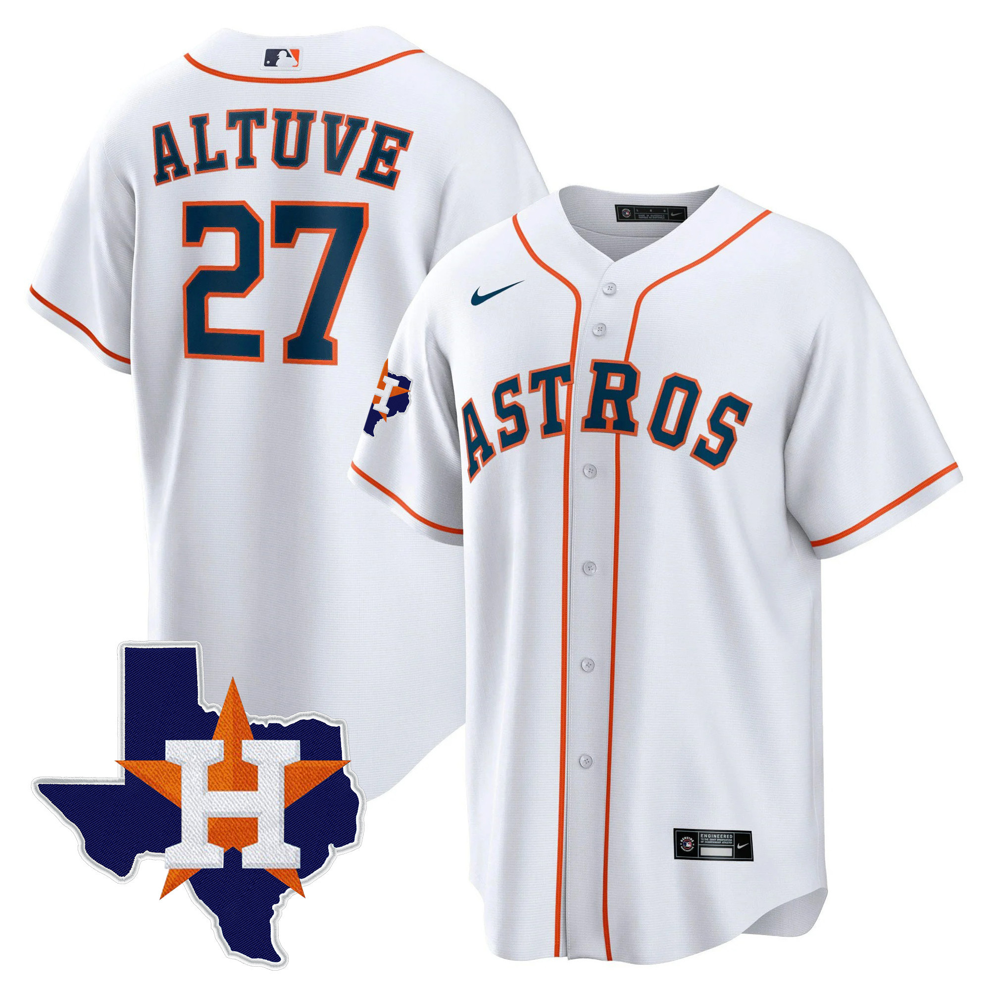 José Altuve Men's Houston Astros 2024 Gold - Texas Patch Cool Home Jersey - All Stitched