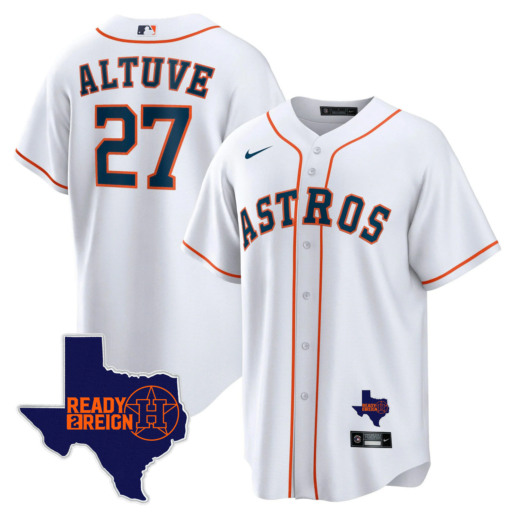 José Altuve Men's Houston Astros 2024 Ready 2 Reign Cool Base Home Jersey - All Stitched