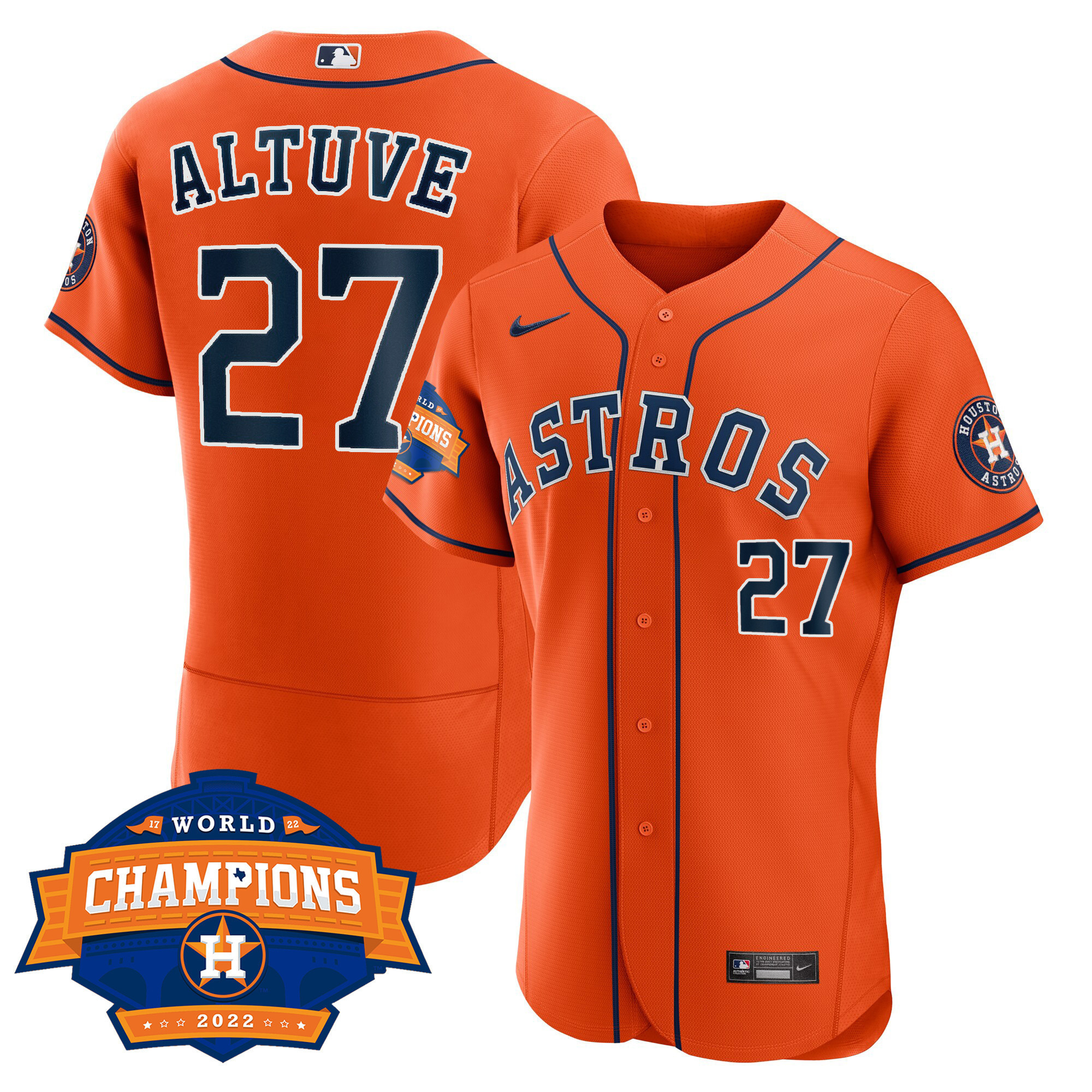 José Altuve Men's Houston Astros Alternate 2022 World Series Champions Patch Limited Flex Base Jersey - All Stitched