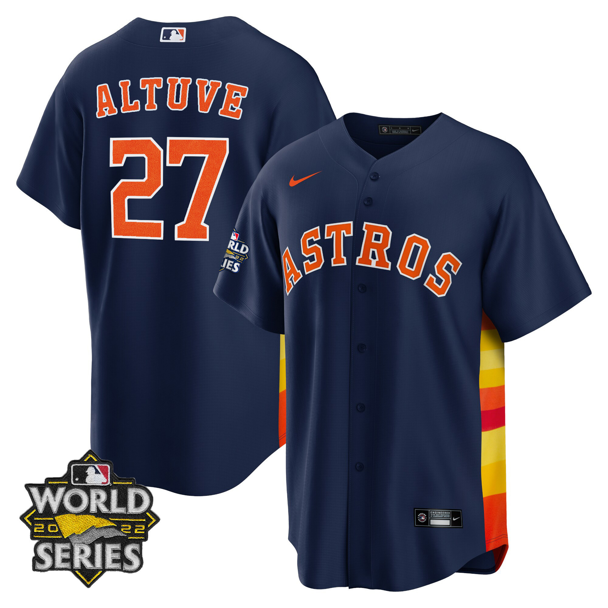 José Altuve Men's Houston Astros Alternate Navy 2022 World Series Player Cool Base Jersey - All Stitched