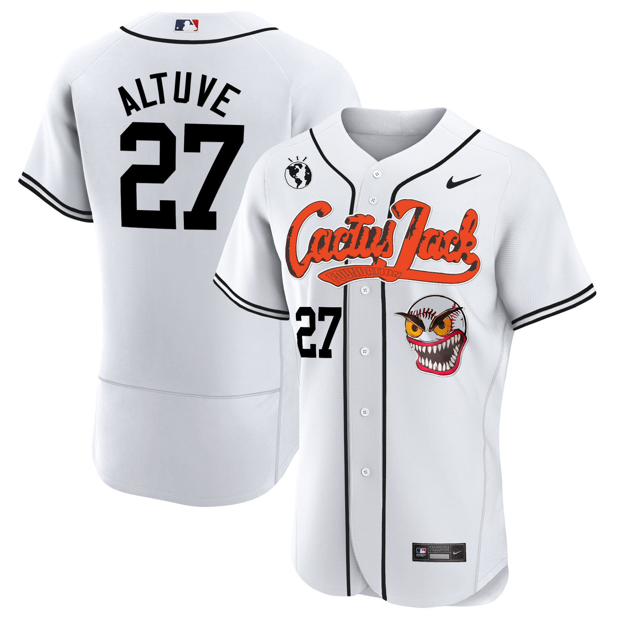 José Altuve Men's Houston Astros Cactus Jack Flex Base White Jersey - All Stitched