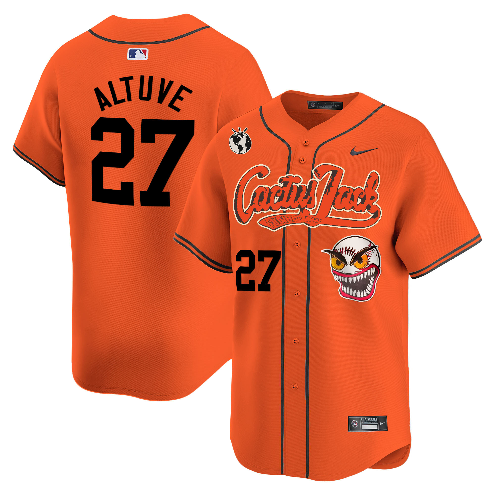 José Altuve Men's Houston Astros Cactus Jack Vapor Premier Limited Orange Jersey - All Stitched