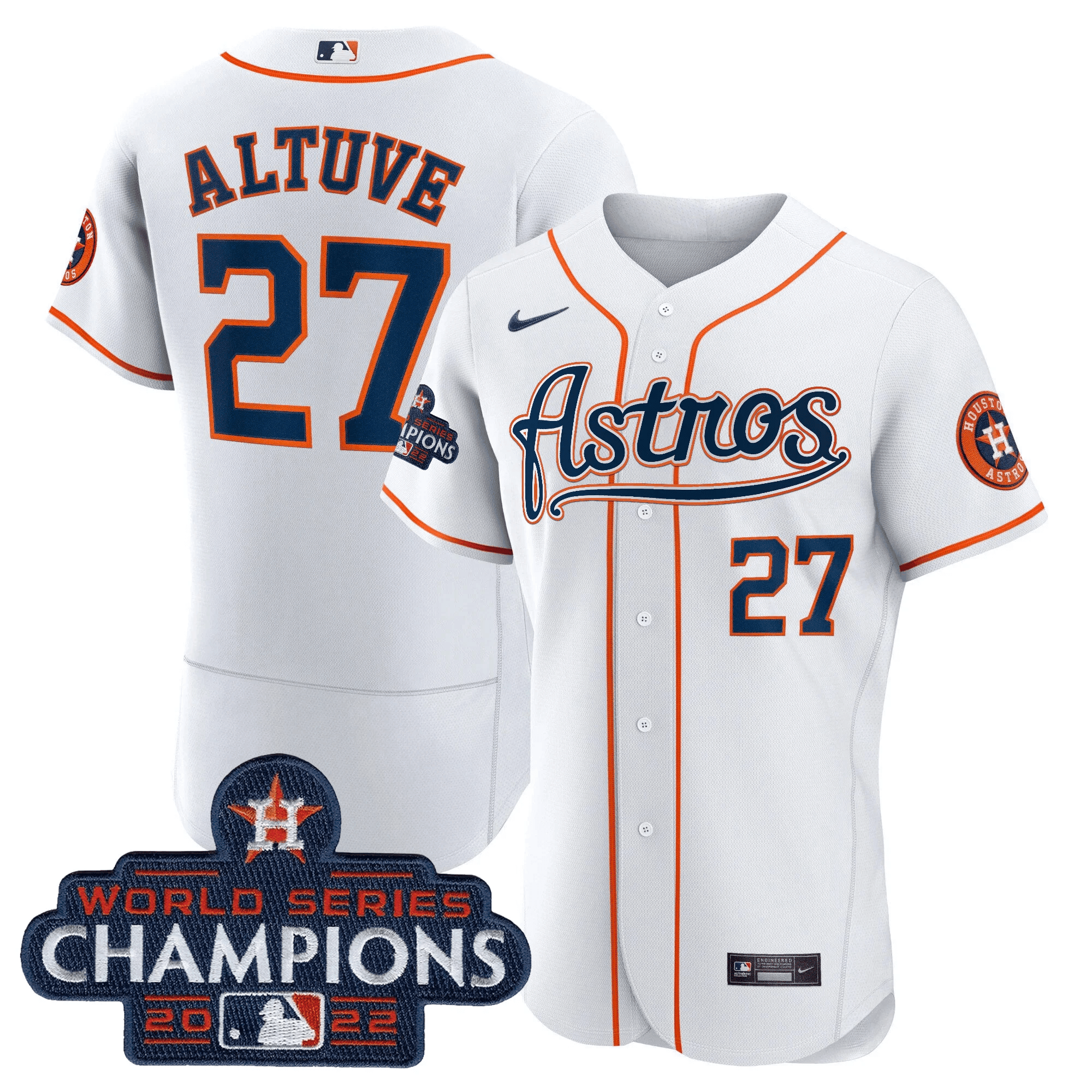 José Altuve Men's Houston Astros Champions & Throwback Patch Gold V2 Flex Home Jersey - All Stitched