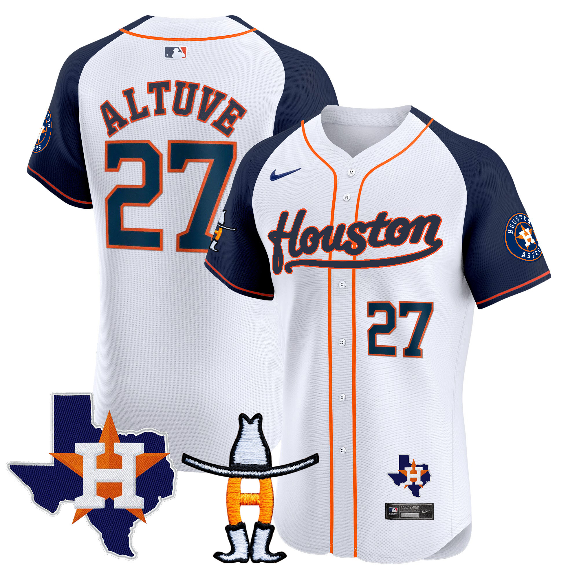 José Altuve Men's Houston Astros Houston Rodeo Patch Vapor Premier Elite Alternate Jersey - All Stitched
