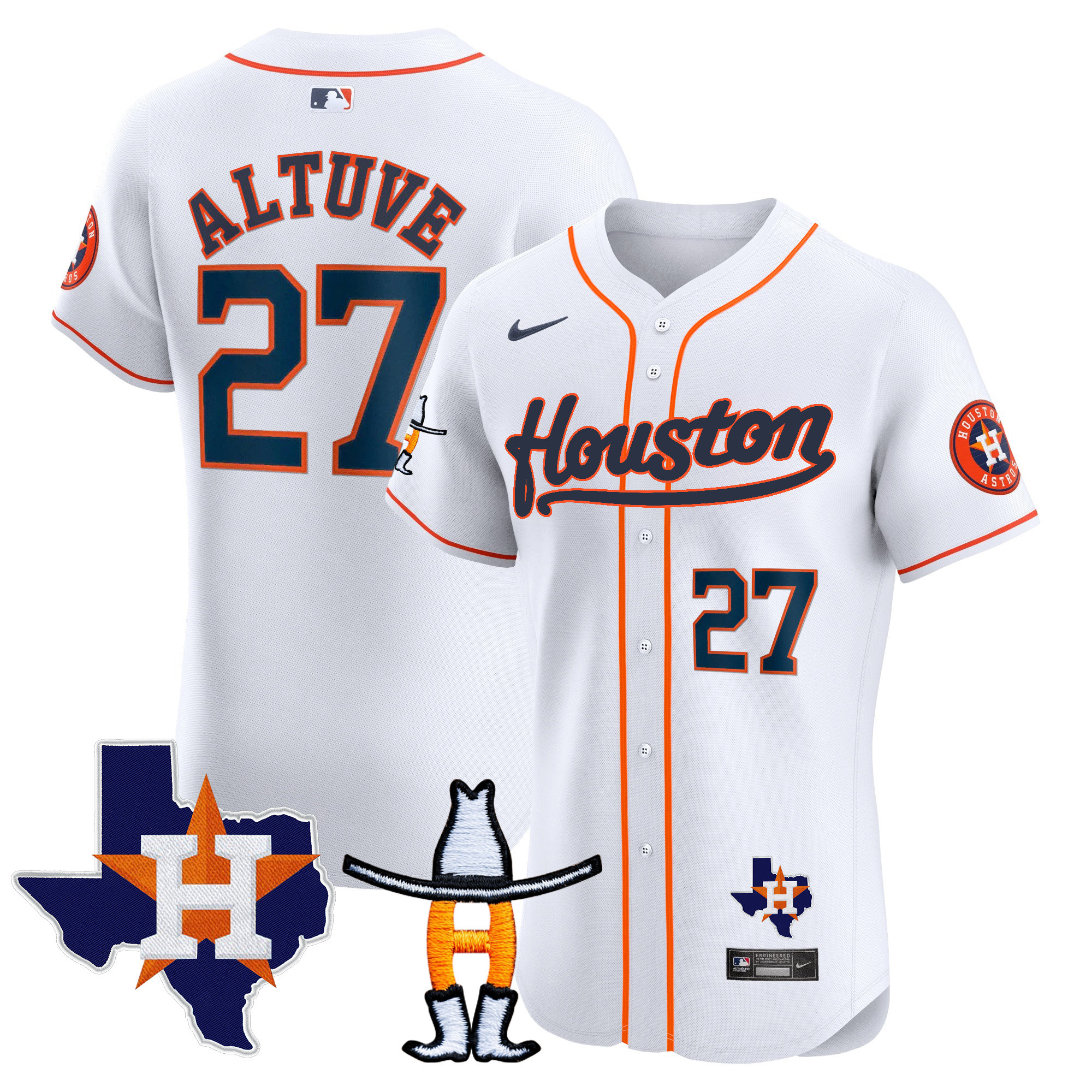 José Altuve Men's Houston Astros Houston Rodeo Patch Vapor Premier Elite Home Jersey - All Stitched