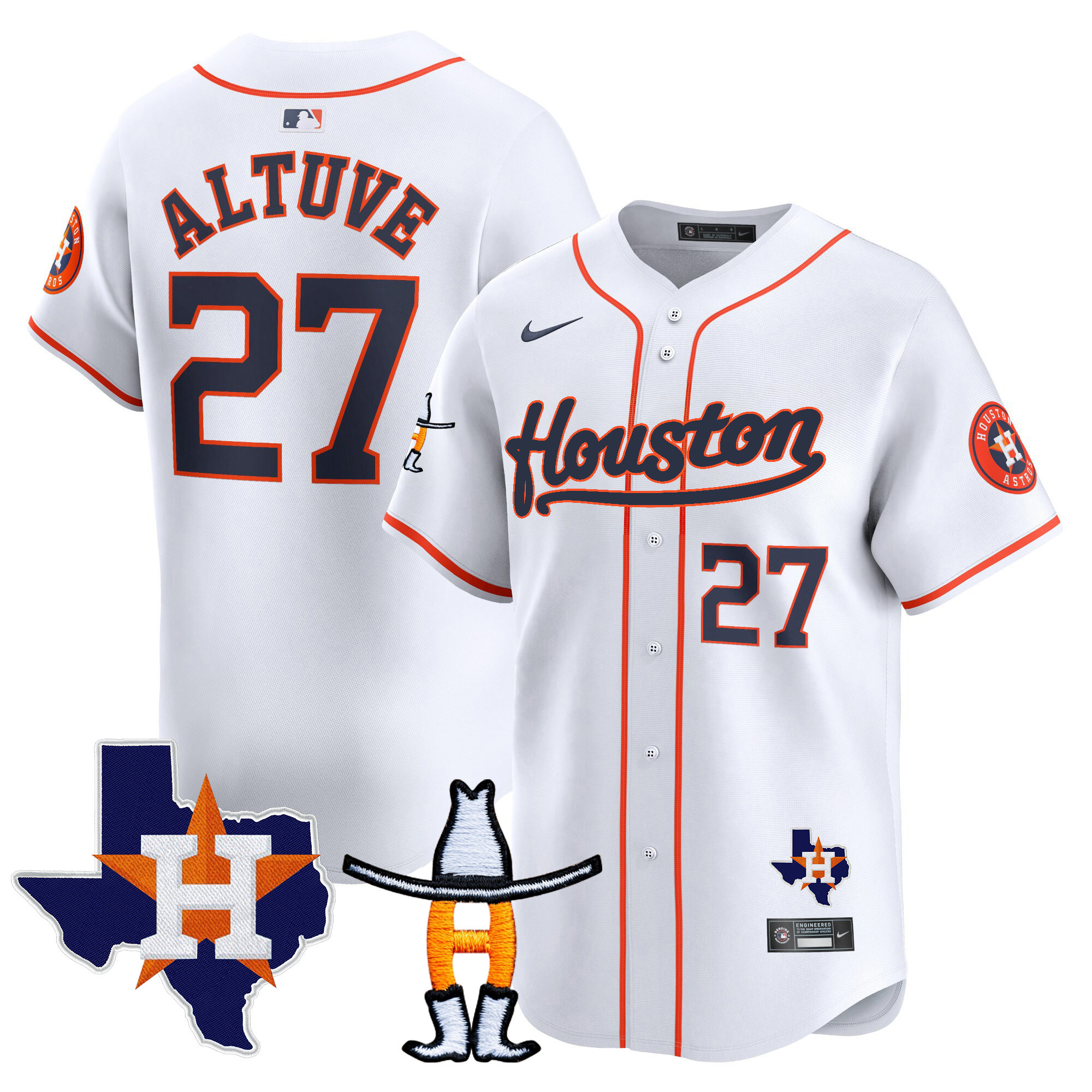José Altuve Men's Houston Astros Houston Rodeo Patch Vapor Premier Limited Home Jersey - All Stitched