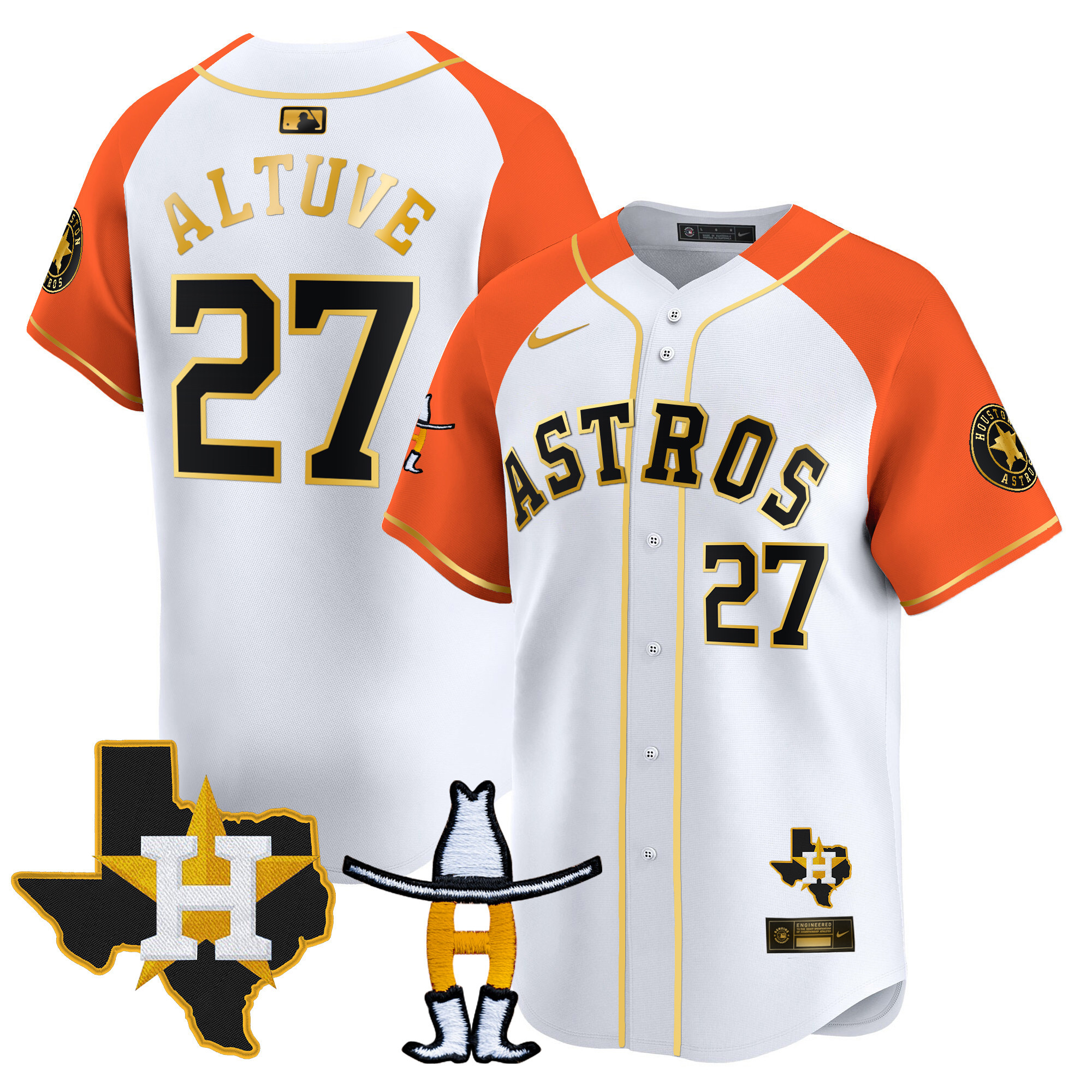 José Altuve Men's Houston Astros Houston Rodeo Patch Vapor Premier Limited V2 White Alternate Jersey - All Stitched