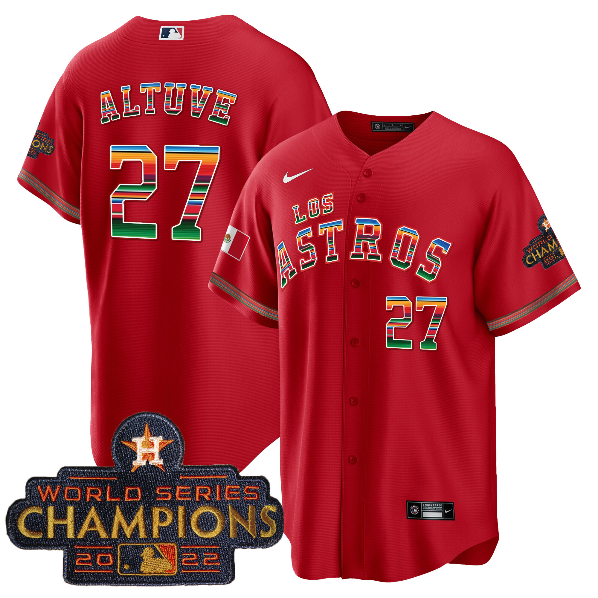José Altuve Men's Houston Astros Los Houston Astros Mexico Red Jersey - All Stitched