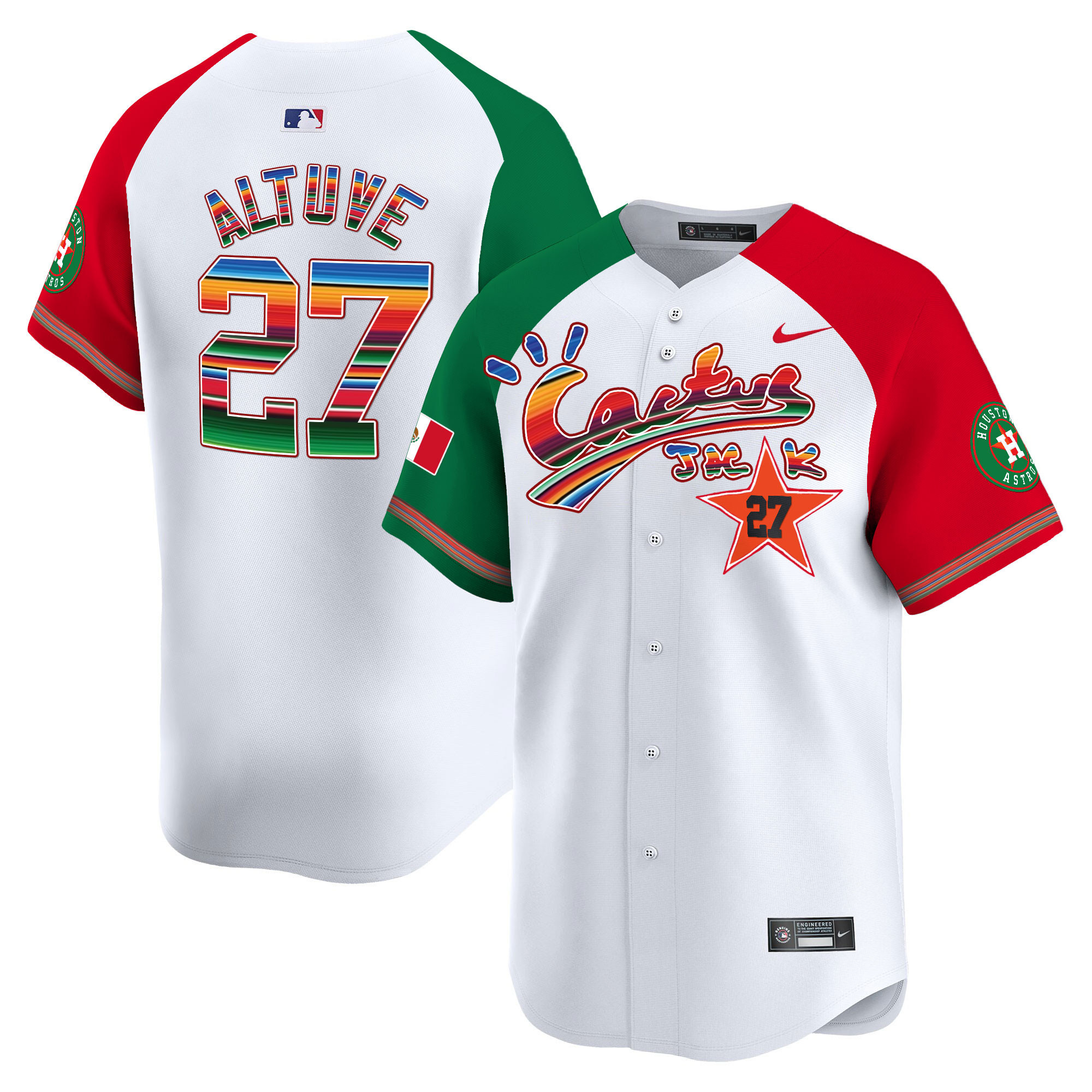 José Altuve Men's Houston Astros Mexico Cactus Jack Vapor Premier Limited Alternate Jersey - All Stitched